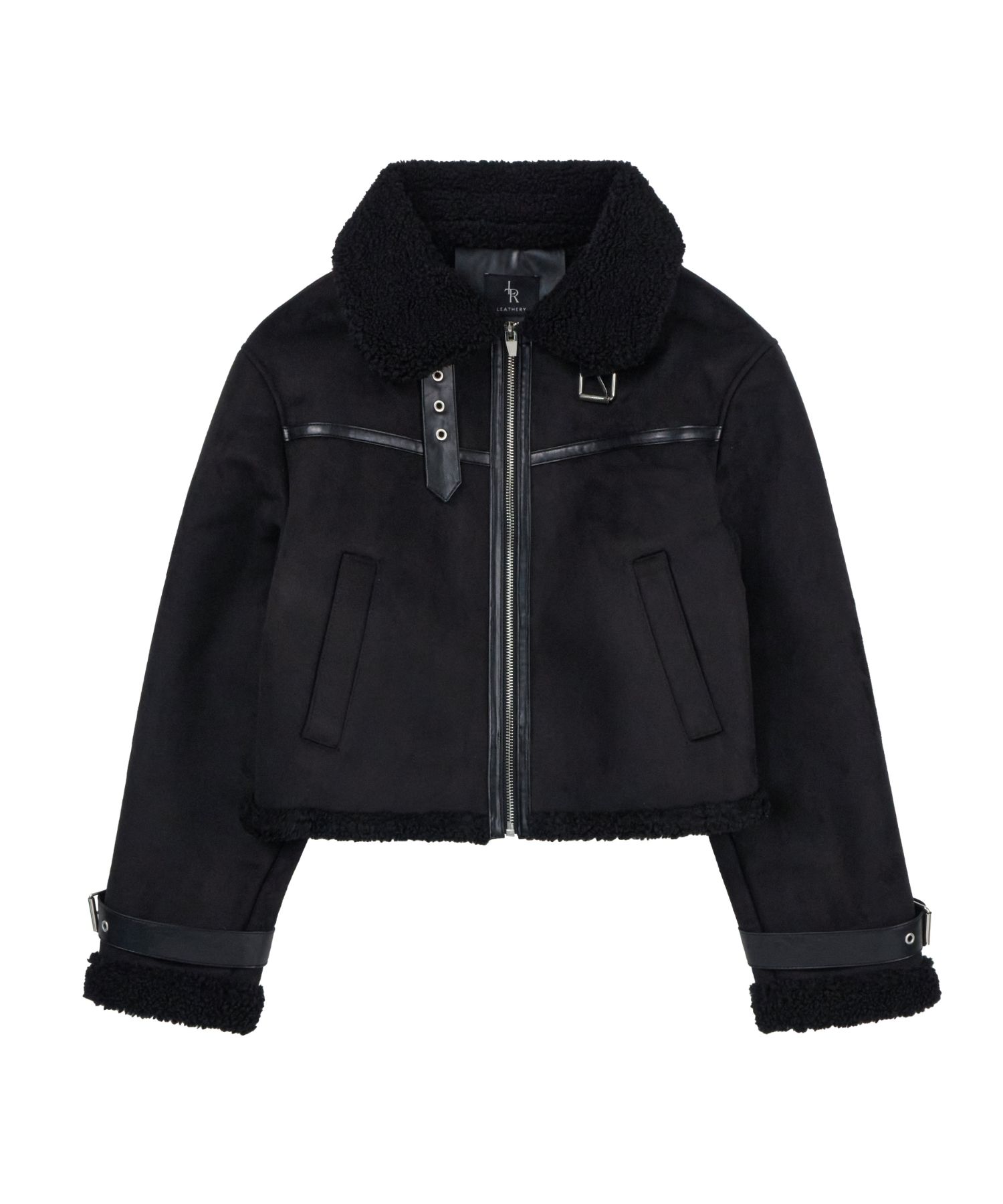 MUSINSA | LEATHERY Oblique Suede Mustang Jacket [BLACK]