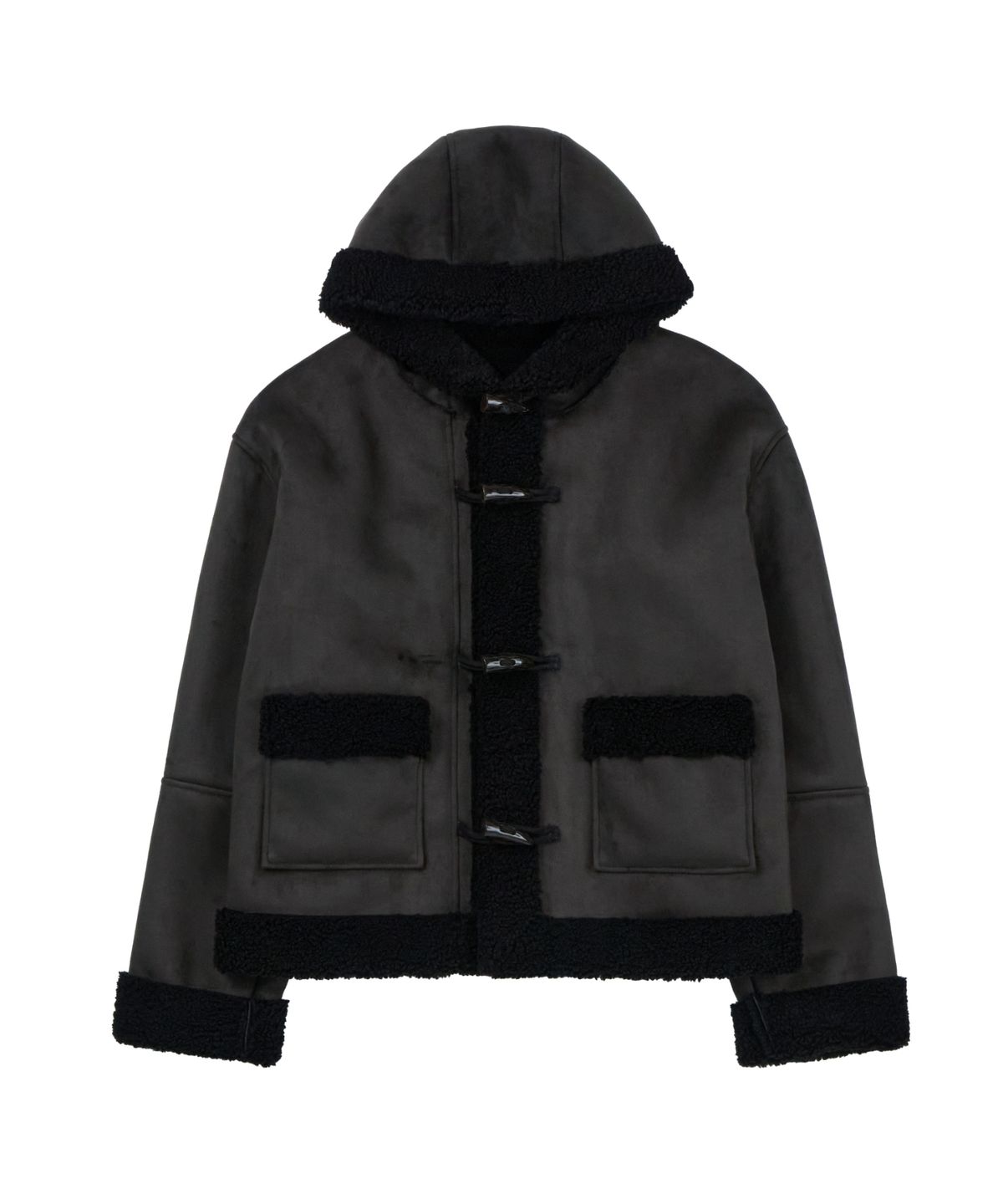 레더리(LEATHERY) 무스탕 후디 더플 자켓 [BEIGE]