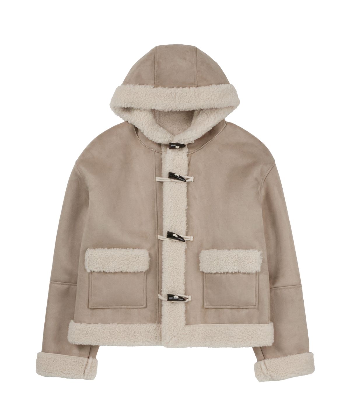 레더리(LEATHERY) 무스탕 후디 더플 자켓 [CHARCOAL]