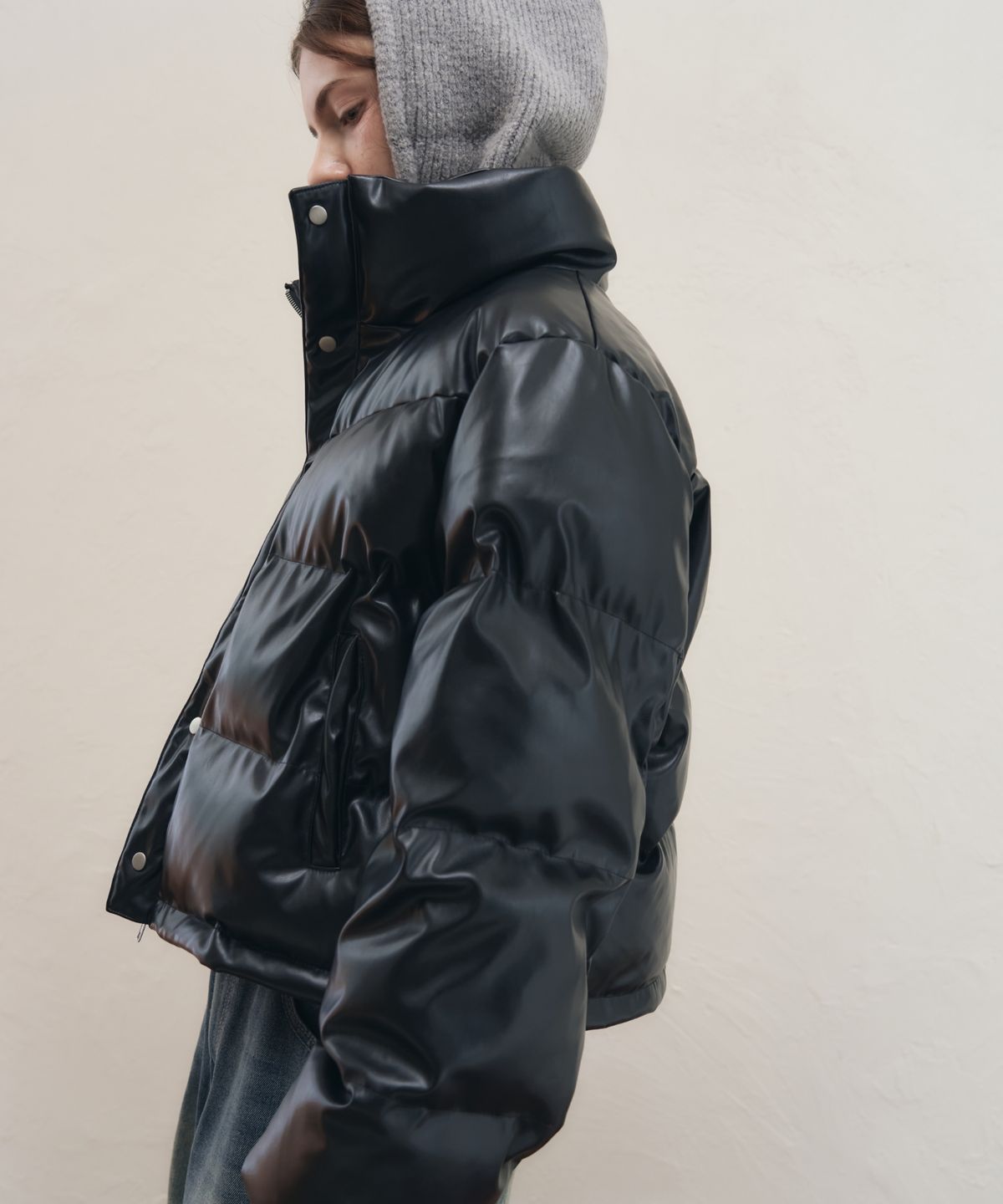 레더리(LEATHERY) 레더 푸퍼 자켓 [BLACK]