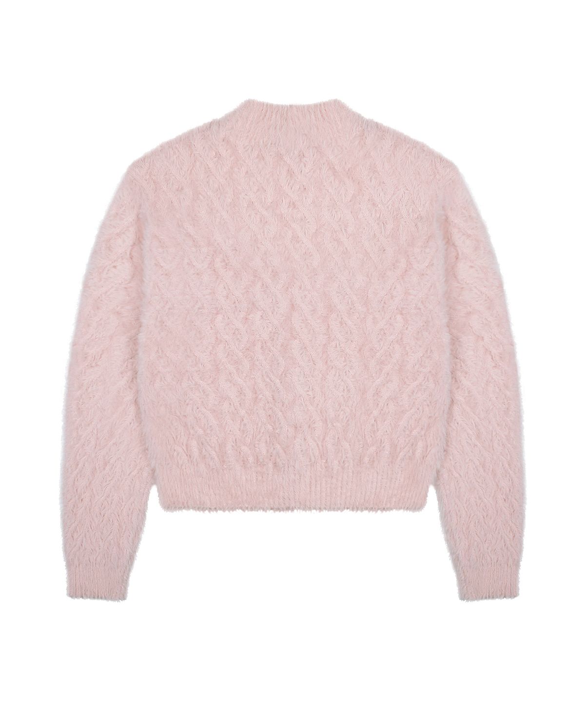 루나키후(RuNaKi'Hu') WXK014 루즈 꽈배기 풀오버 헤어리 니트 (LIGHT PINK)