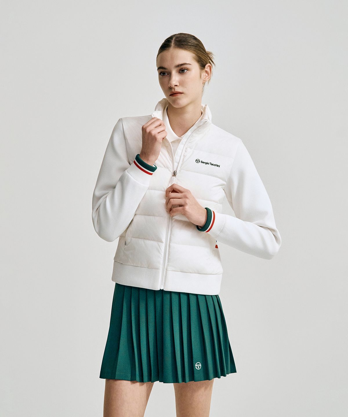 세르지오 타키니(SERGIO TACCHINI) W 플래그 스웨터 하이브리드 경량 다운점퍼