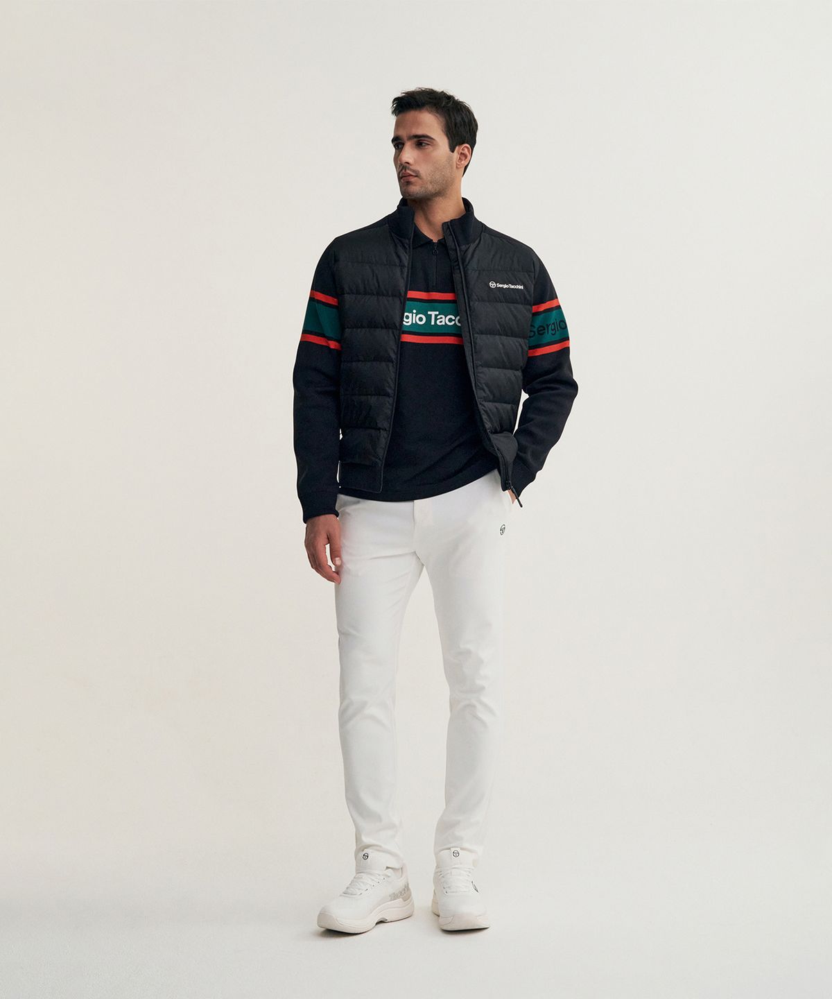 세르지오 타키니(SERGIO TACCHINI) M 플래그 스웨터 하이브리드 경량 다운점퍼 (Black)