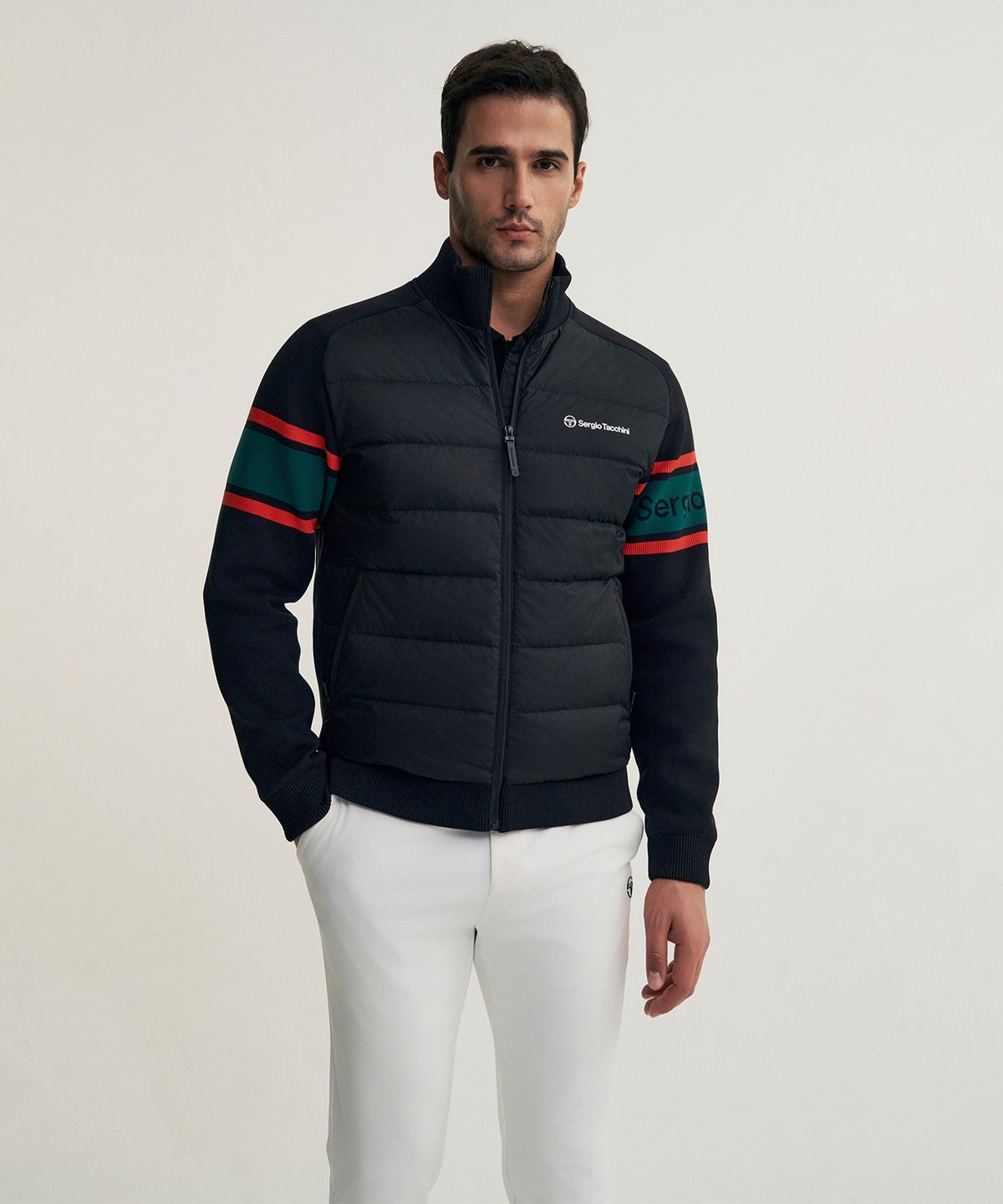 세르지오 타키니(SERGIO TACCHINI) M 플래그 스웨터 하이브리드 경량 다운점퍼 (Black)
