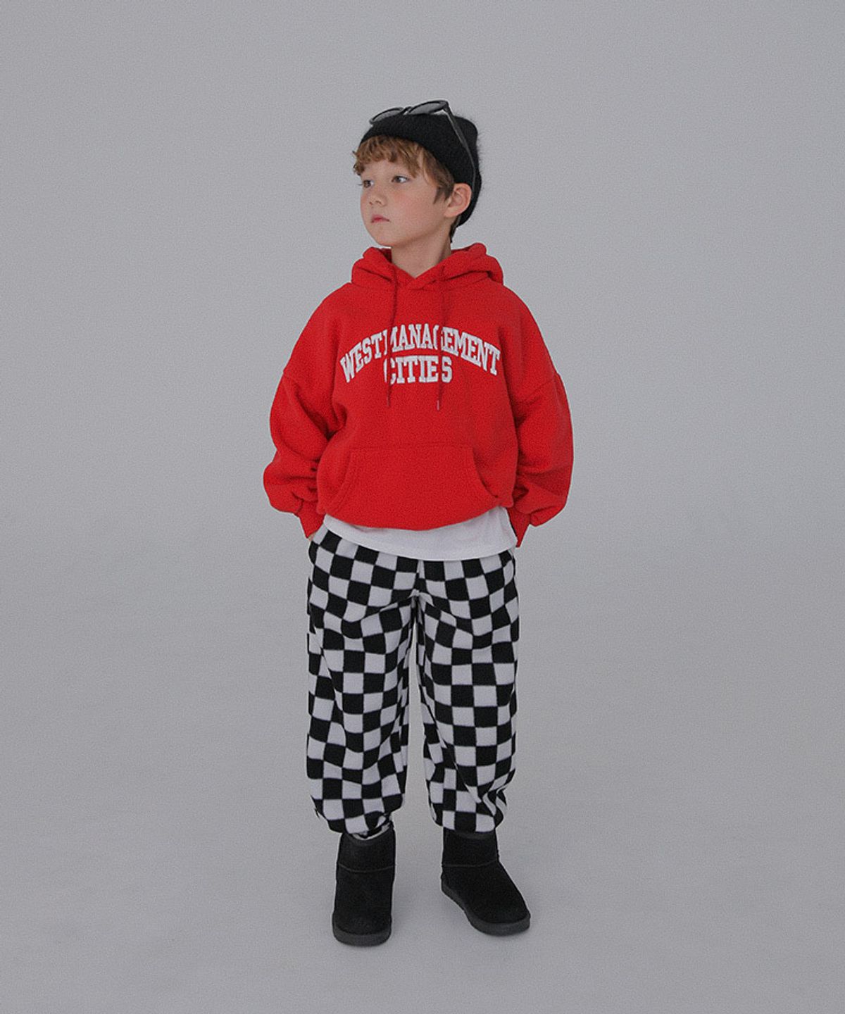 베리클로젯(BERRYCLOSET) 밀크 체커 후리스 팬츠