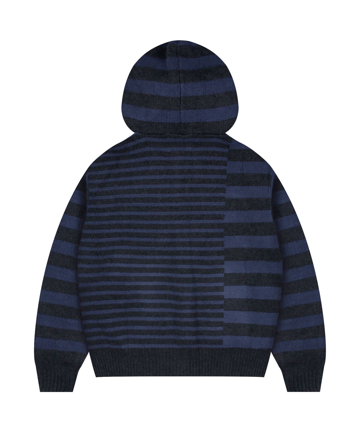 루나키후(RuNaKi'Hu') WXK008 언발란스 스트라이프 니트 후드 집업 (NAVY)