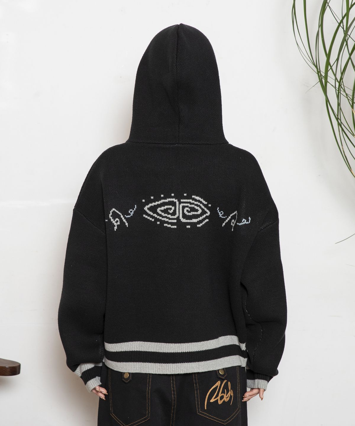 루나키후(RuNaKi'Hu') WXK012 하우스 후드 니트 가디건 (BLACK)
