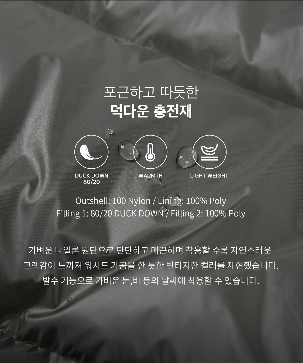 키뮤어(KIIMUIR) RDS 헤링턴 다운 점퍼_그레이