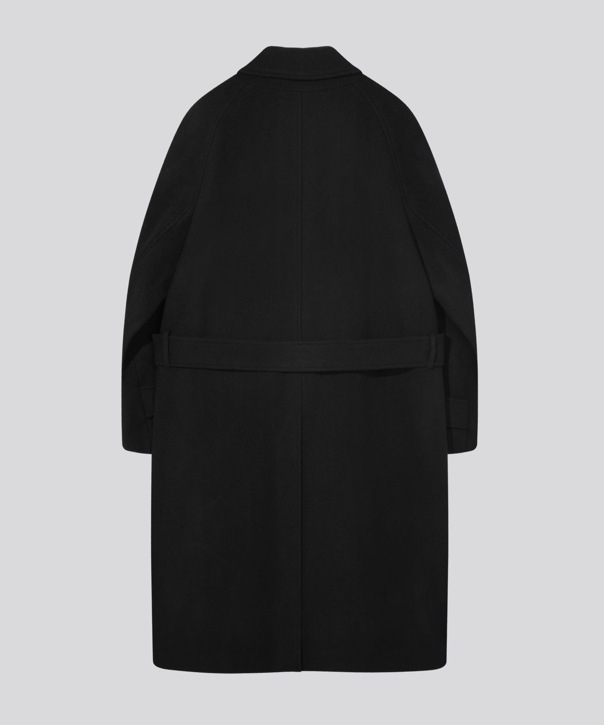 키뮤어(KIIMUIR) [Drape Wool] 캐시미어블렌드 세미오버핏 발마칸 로브코트_블랙