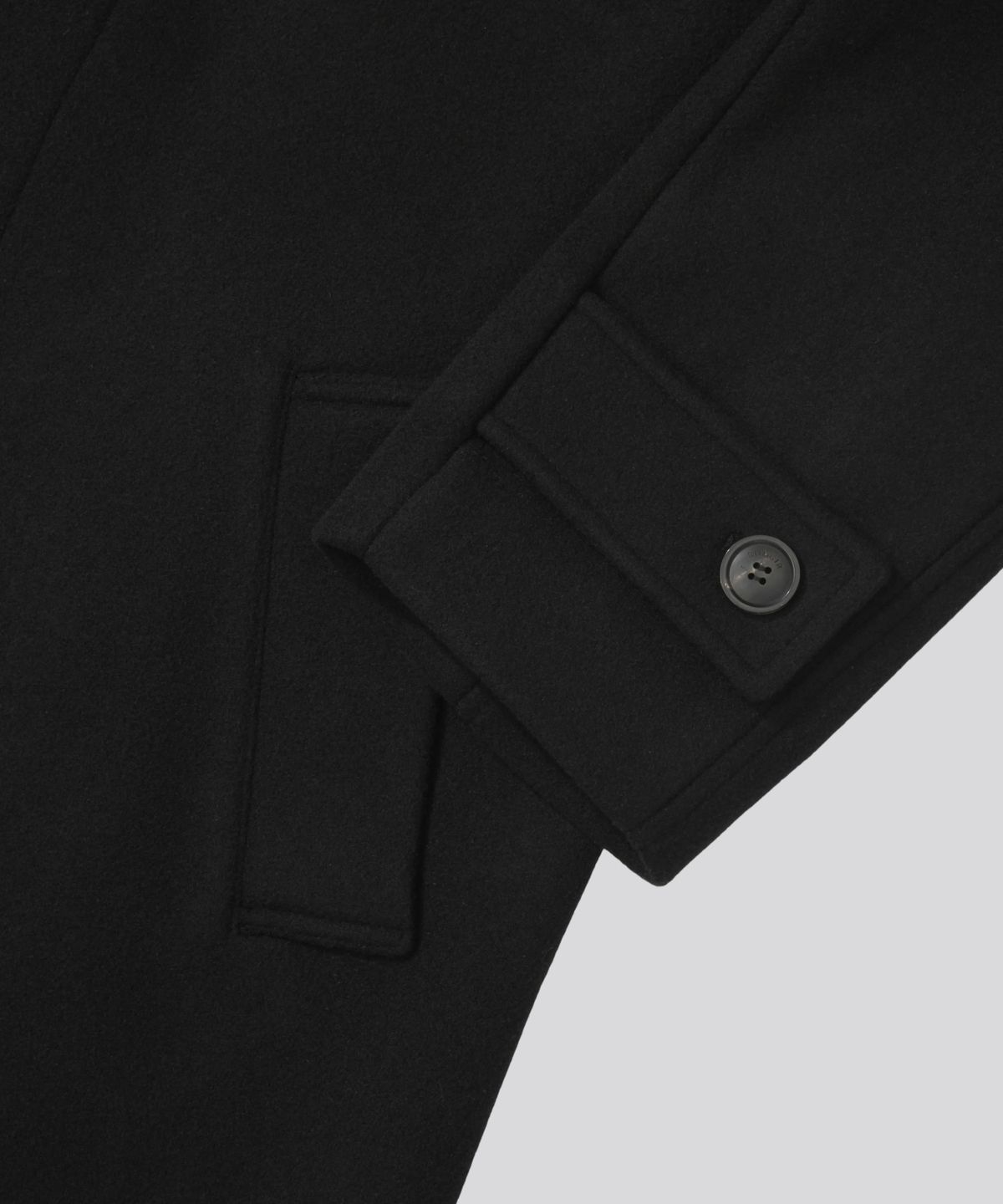 키뮤어(KIIMUIR) [Drape Wool] 캐시미어블렌드 세미오버핏 발마칸 로브코트_블랙