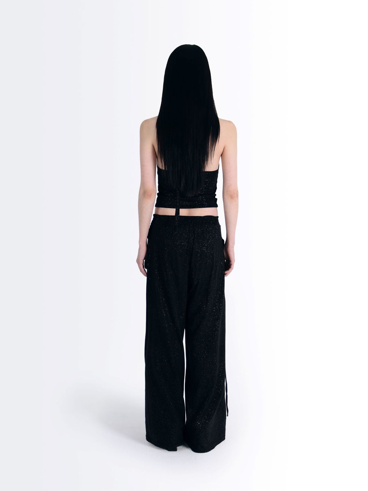 시오(SIO) 글리터 사이드 스트랩 팬츠 [블랙]