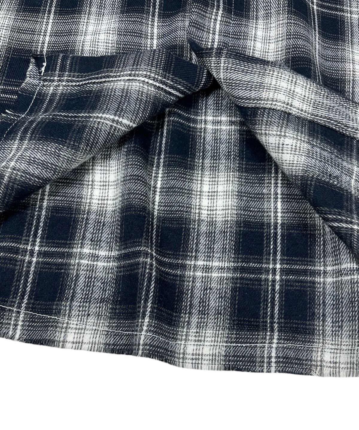 스케이터락(SK8ER ROCK) Cross Cut-Off Tartan Check Hoodie Shirt ((Navy))