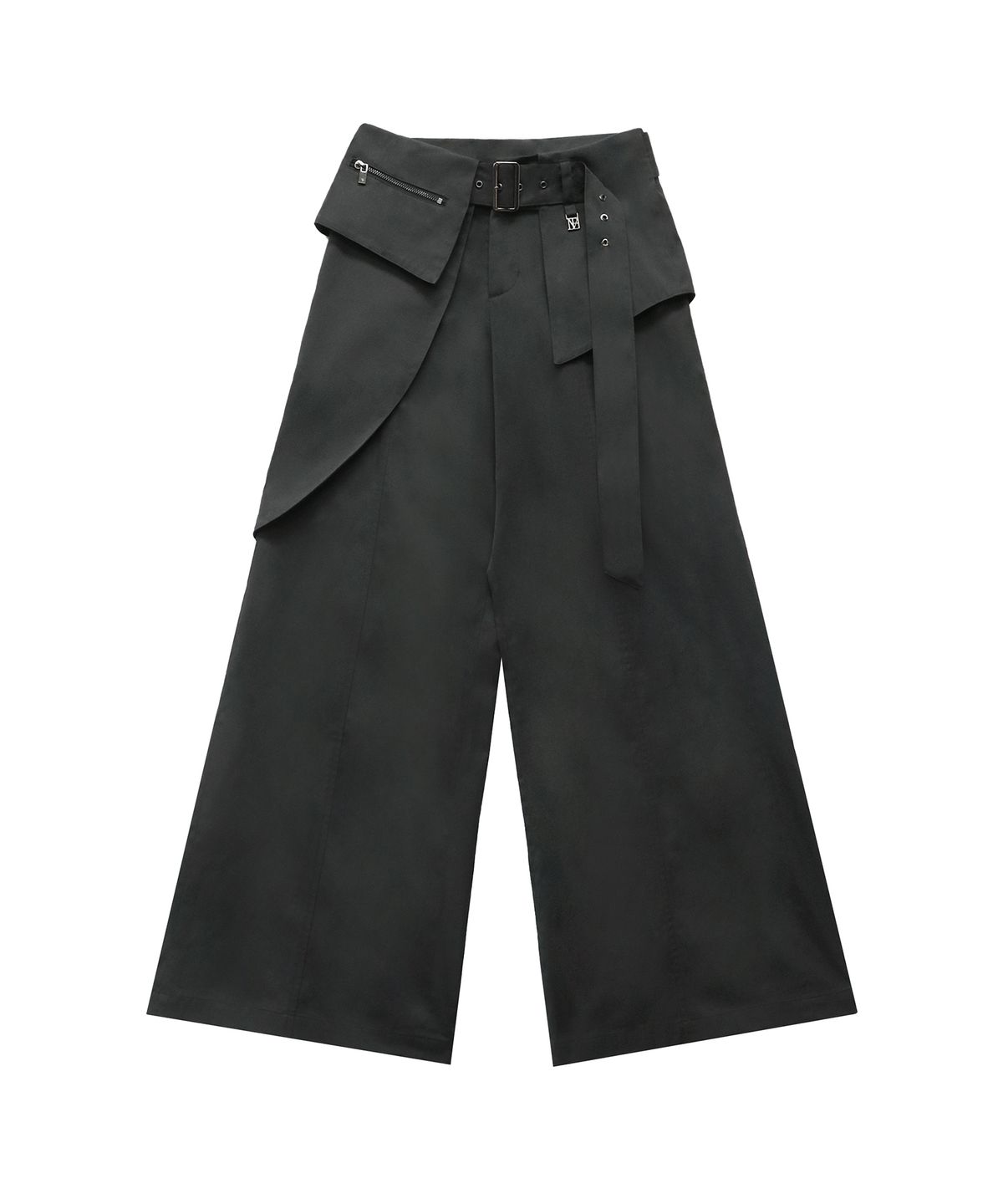 트리밍버드(TREEMINGBIRD) Belted Layered Wrap Pants [ Charcoal ]