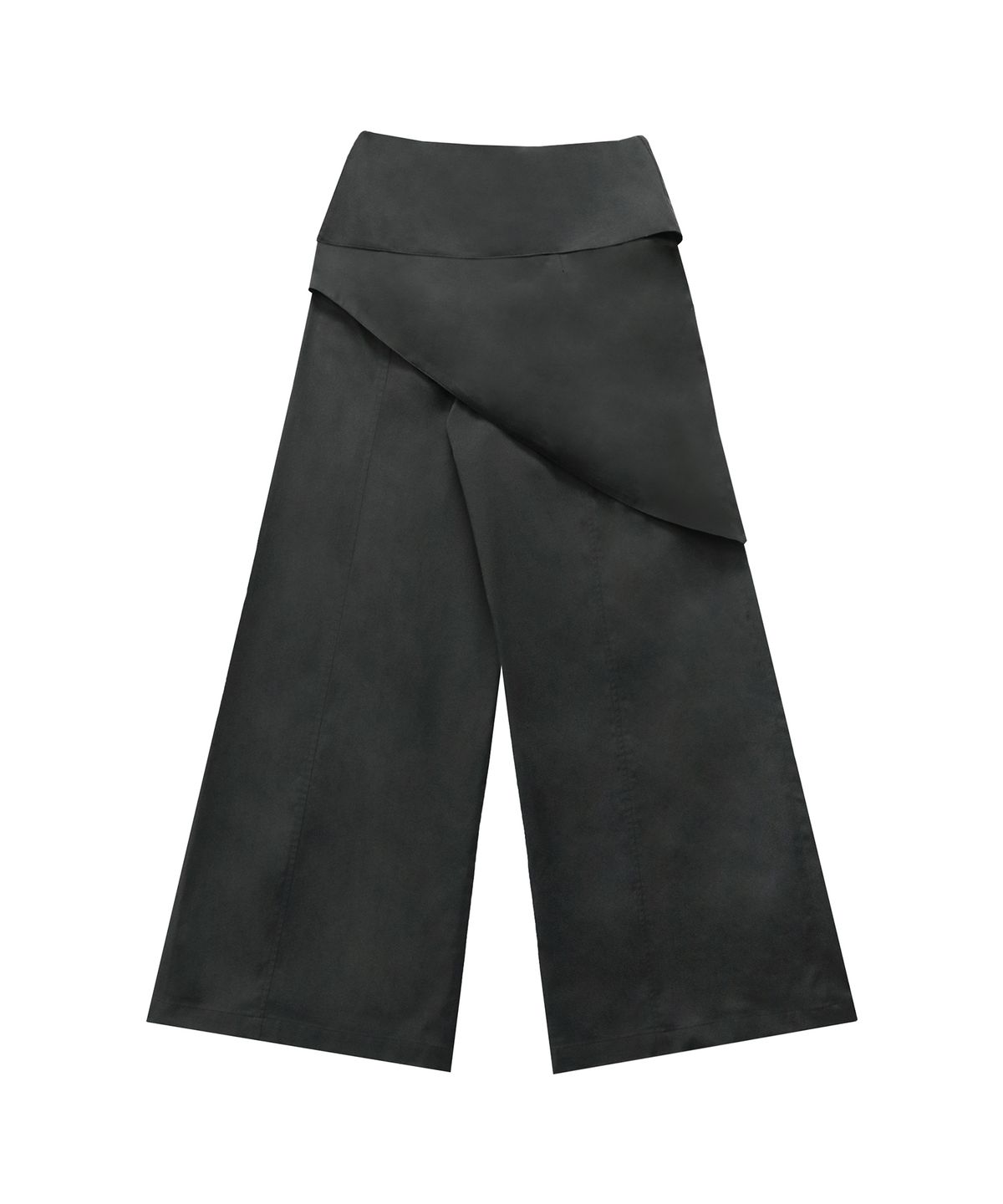 트리밍버드(TREEMINGBIRD) Belted Layered Wrap Pants [ Charcoal ]