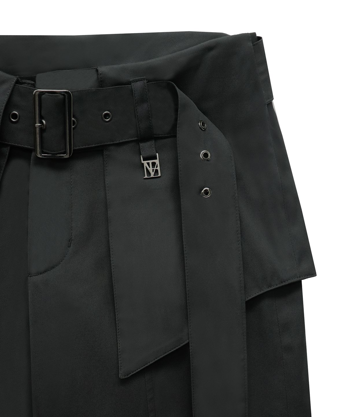 트리밍버드(TREEMINGBIRD) Belted Layered Wrap Pants [ Charcoal ]