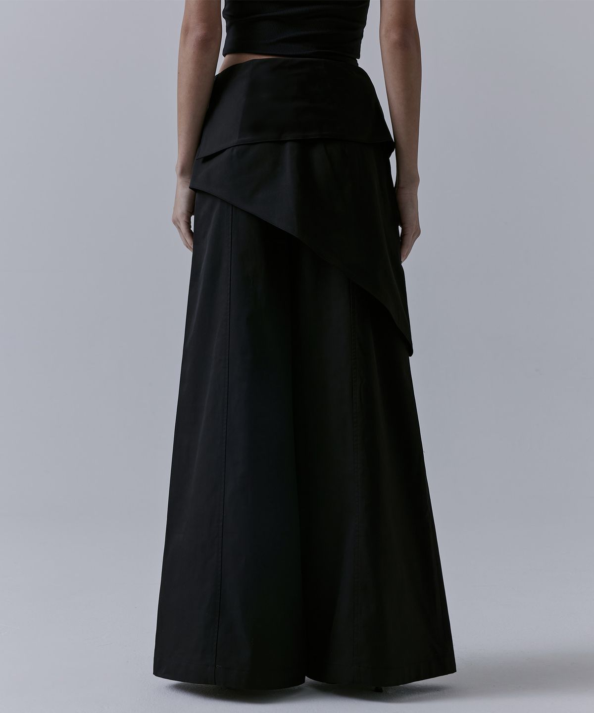 트리밍버드(TREEMINGBIRD) Belted Layered Wrap Pants [ Black ]