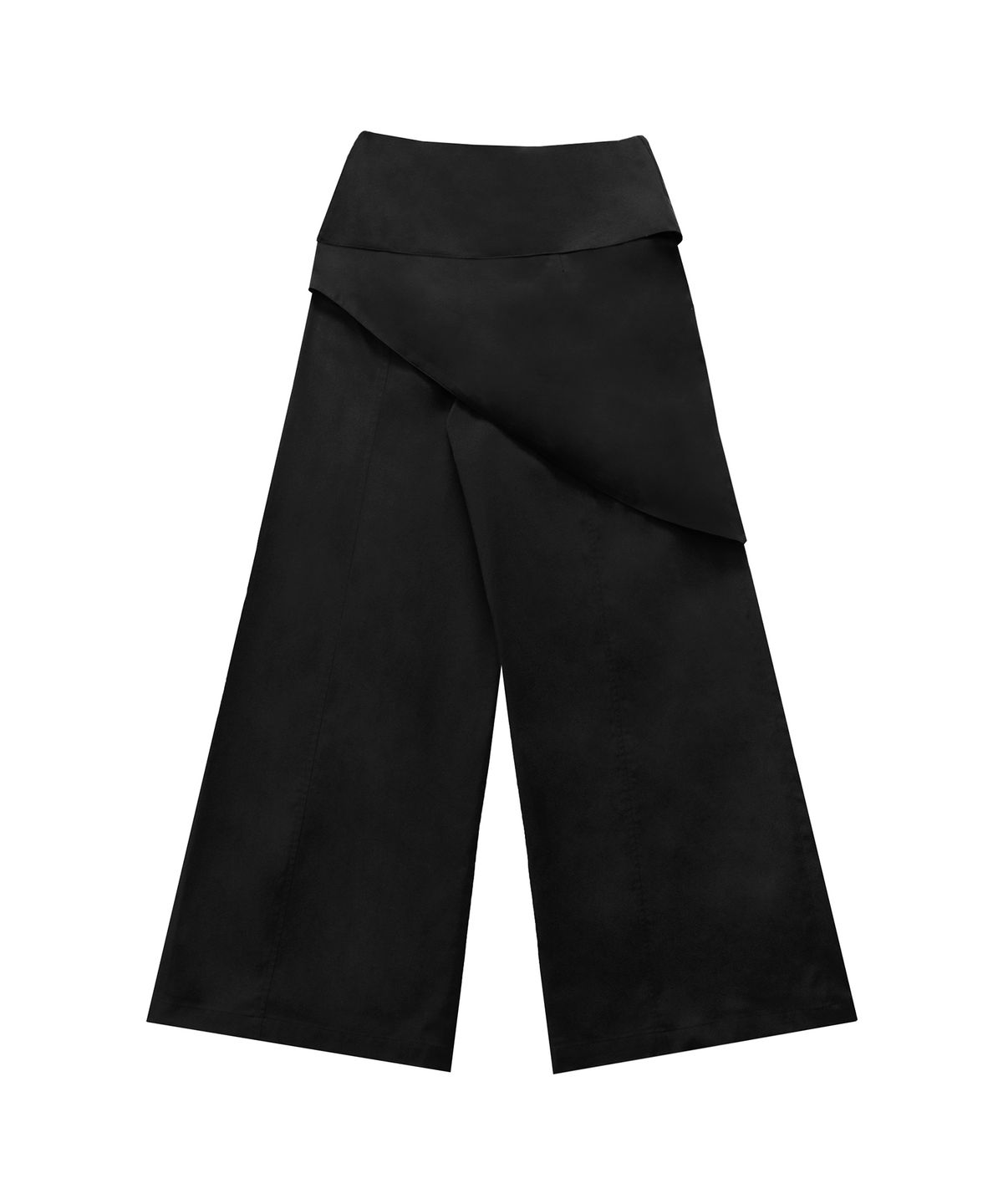 트리밍버드(TREEMINGBIRD) Belted Layered Wrap Pants [ Black ]