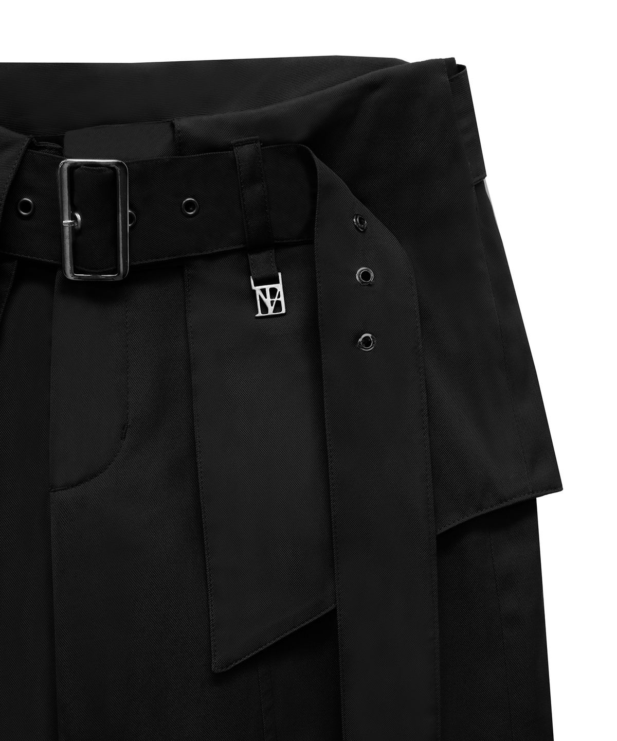 트리밍버드(TREEMINGBIRD) Belted Layered Wrap Pants [ Black ]