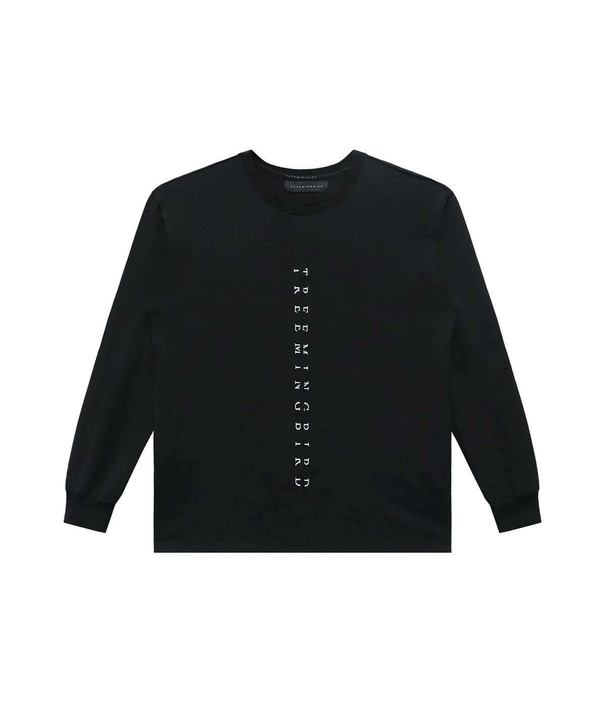 트리밍버드(TREEMINGBIRD) Incision Lettering Over-fit Long Sleeves [ Black ]
