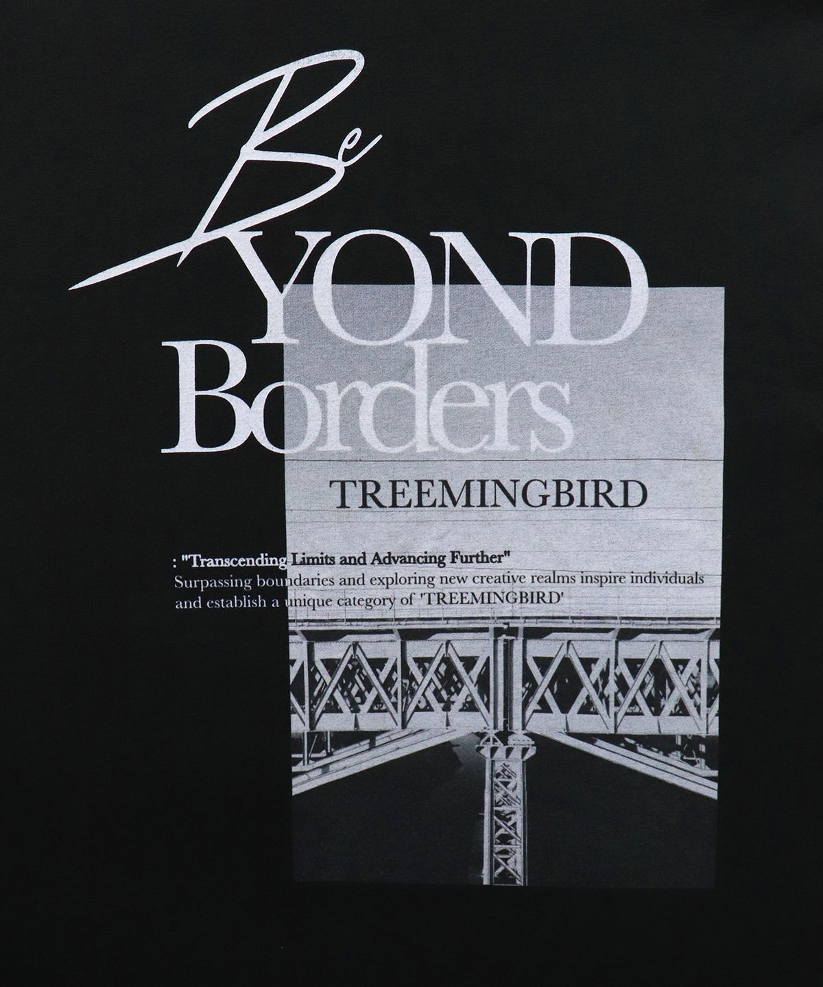 트리밍버드(TREEMINGBIRD) Incision Lettering Over-fit Long Sleeves [ Black ]