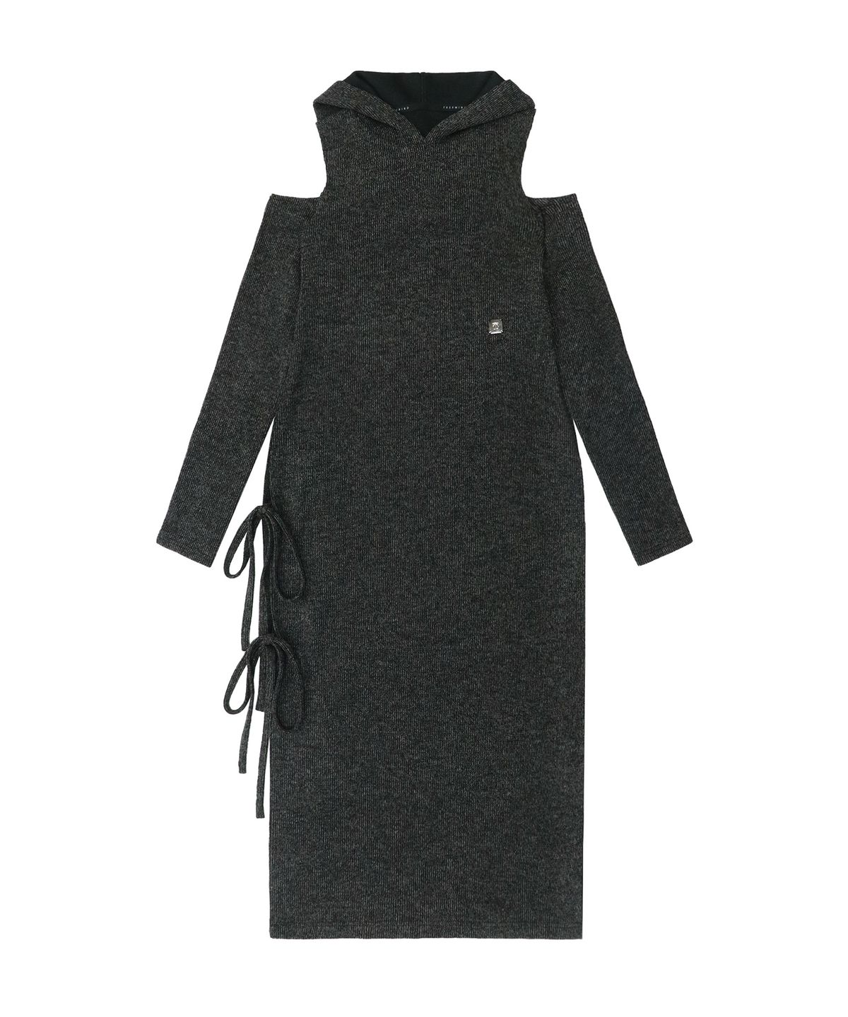 트리밍버드(TREEMINGBIRD) Hooded Cold-shoulder One-piece [ Charcoal ]