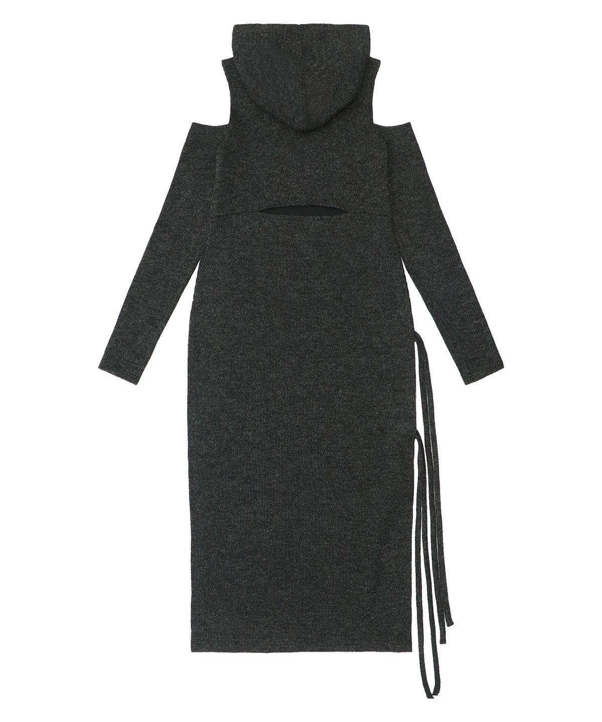 트리밍버드(TREEMINGBIRD) Hooded Cold-shoulder One-piece [ Charcoal ]
