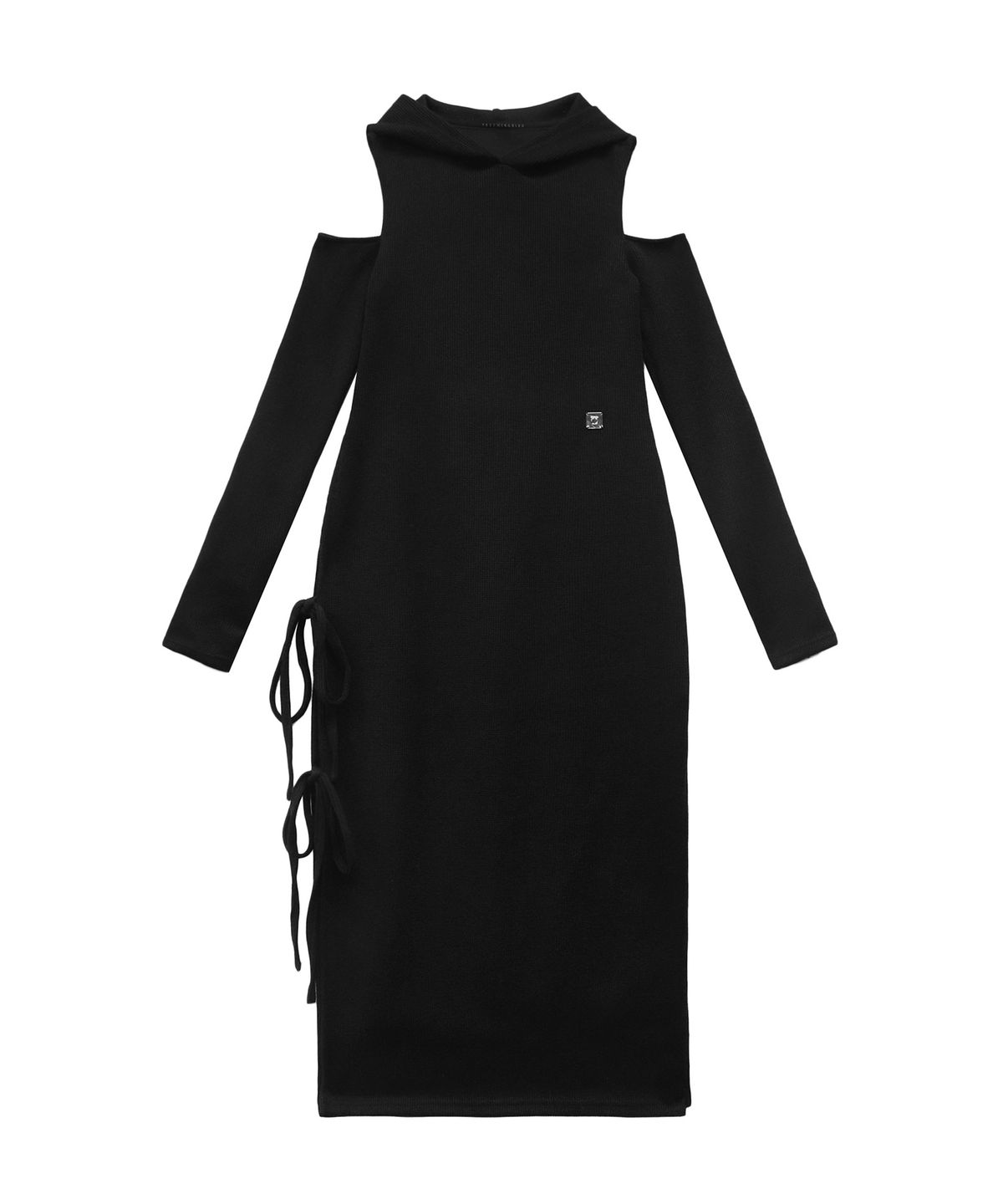 트리밍버드(TREEMINGBIRD) Hooded Cold-shoulder One-piece [ Black ]