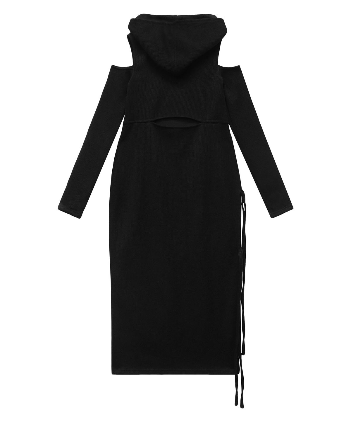 트리밍버드(TREEMINGBIRD) Hooded Cold-shoulder One-piece [ Black ]