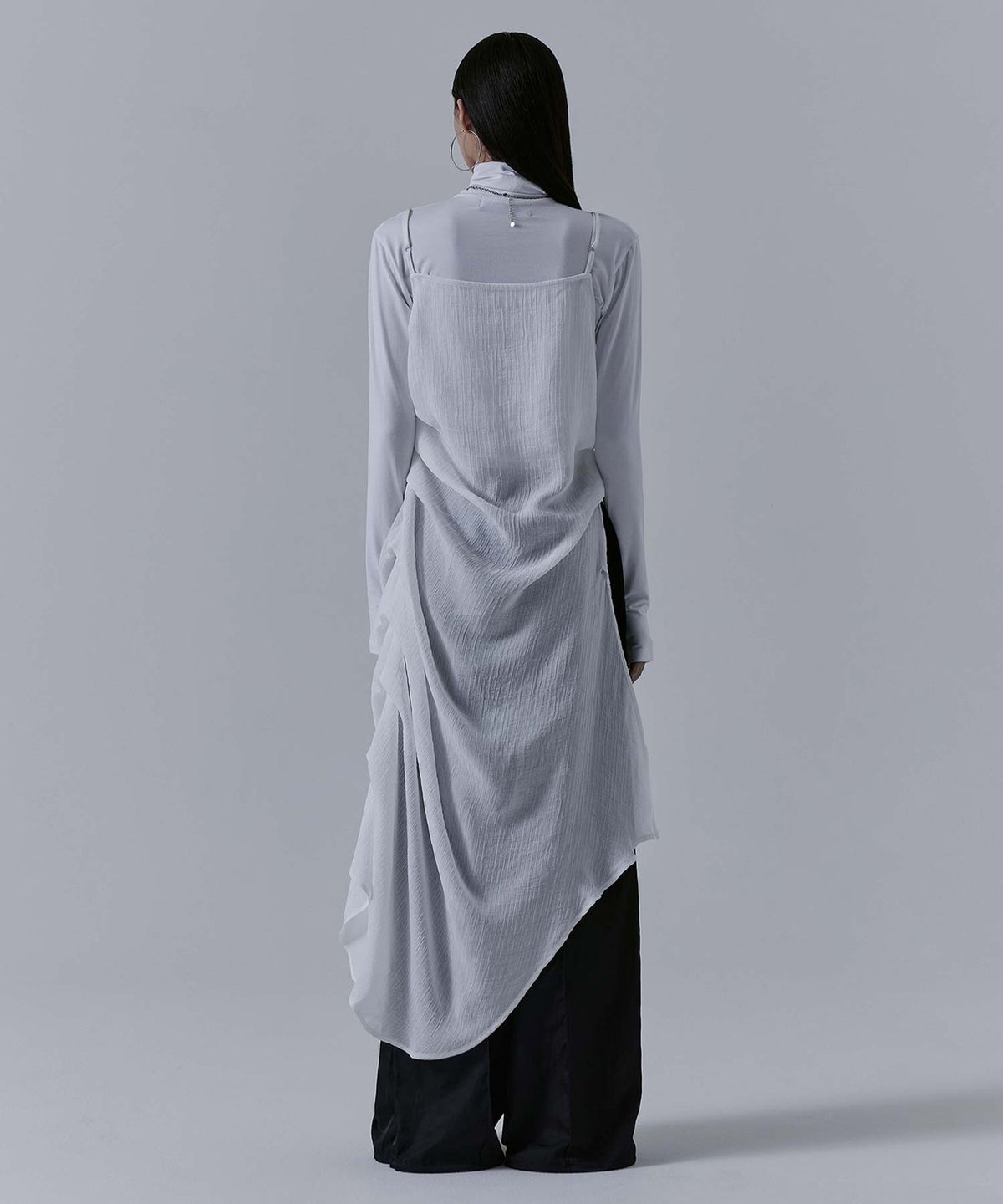 트리밍버드(TREEMINGBIRD) Drape See-through Long One-piece [ White ]