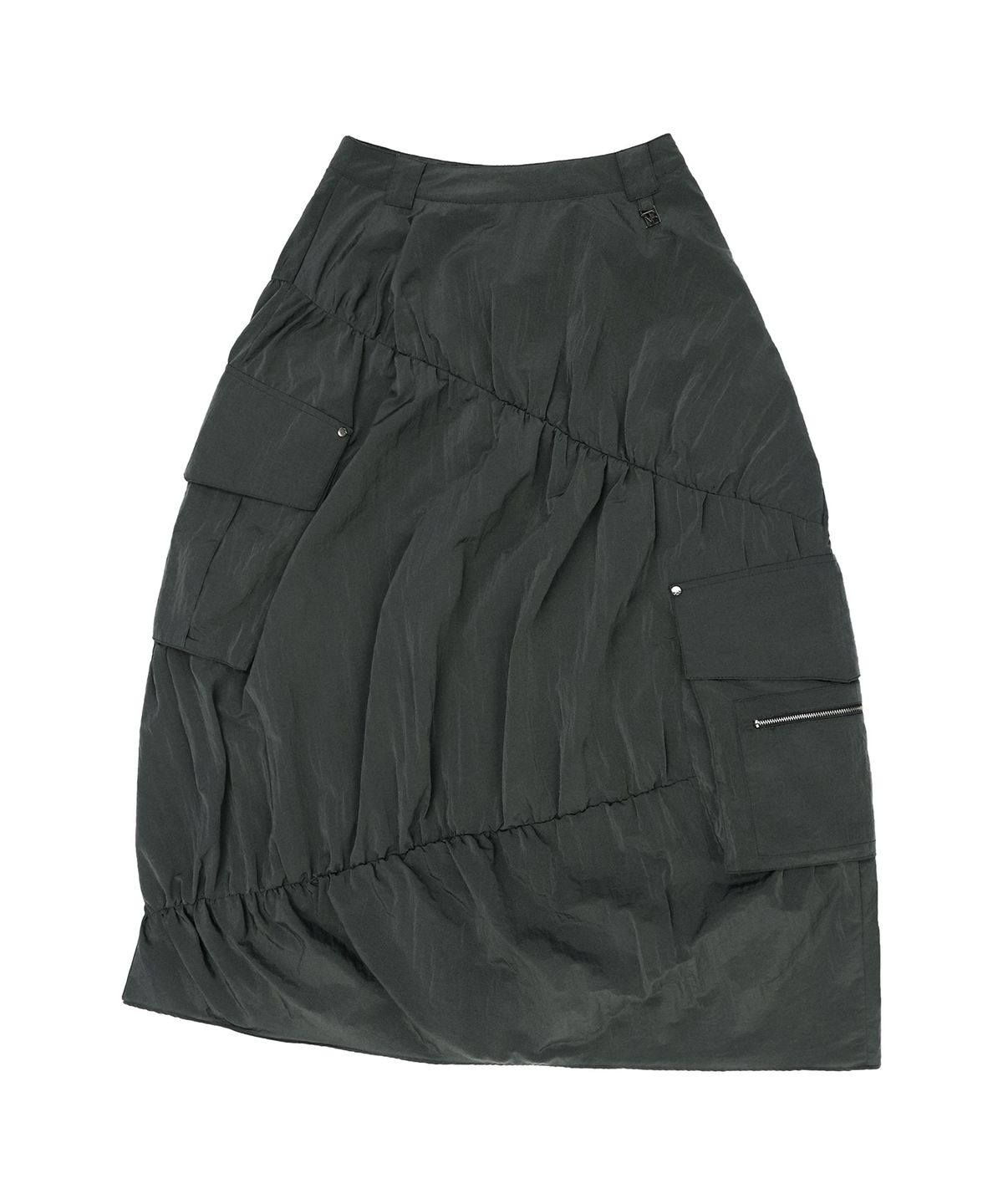 트리밍버드(TREEMINGBIRD) Nylon Cargo Shirring Set-up Skirt [ Khaki ]