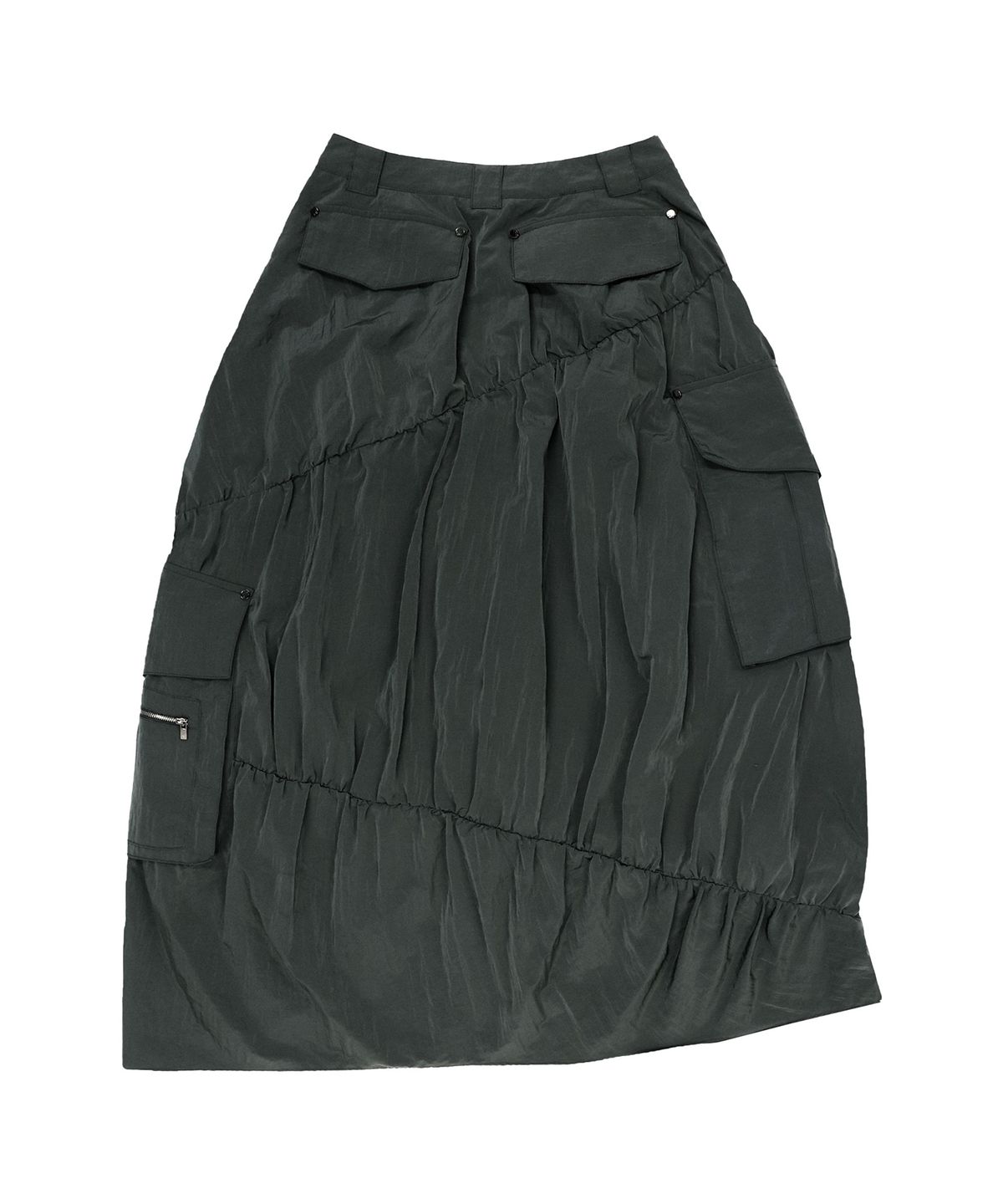 트리밍버드(TREEMINGBIRD) Nylon Cargo Shirring Set-up Skirt [ Khaki ]