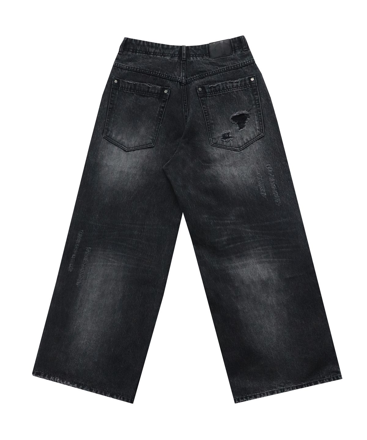 트리밍버드(TREEMINGBIRD) Flip Cut-out Damage Denim Pants [ Black ]