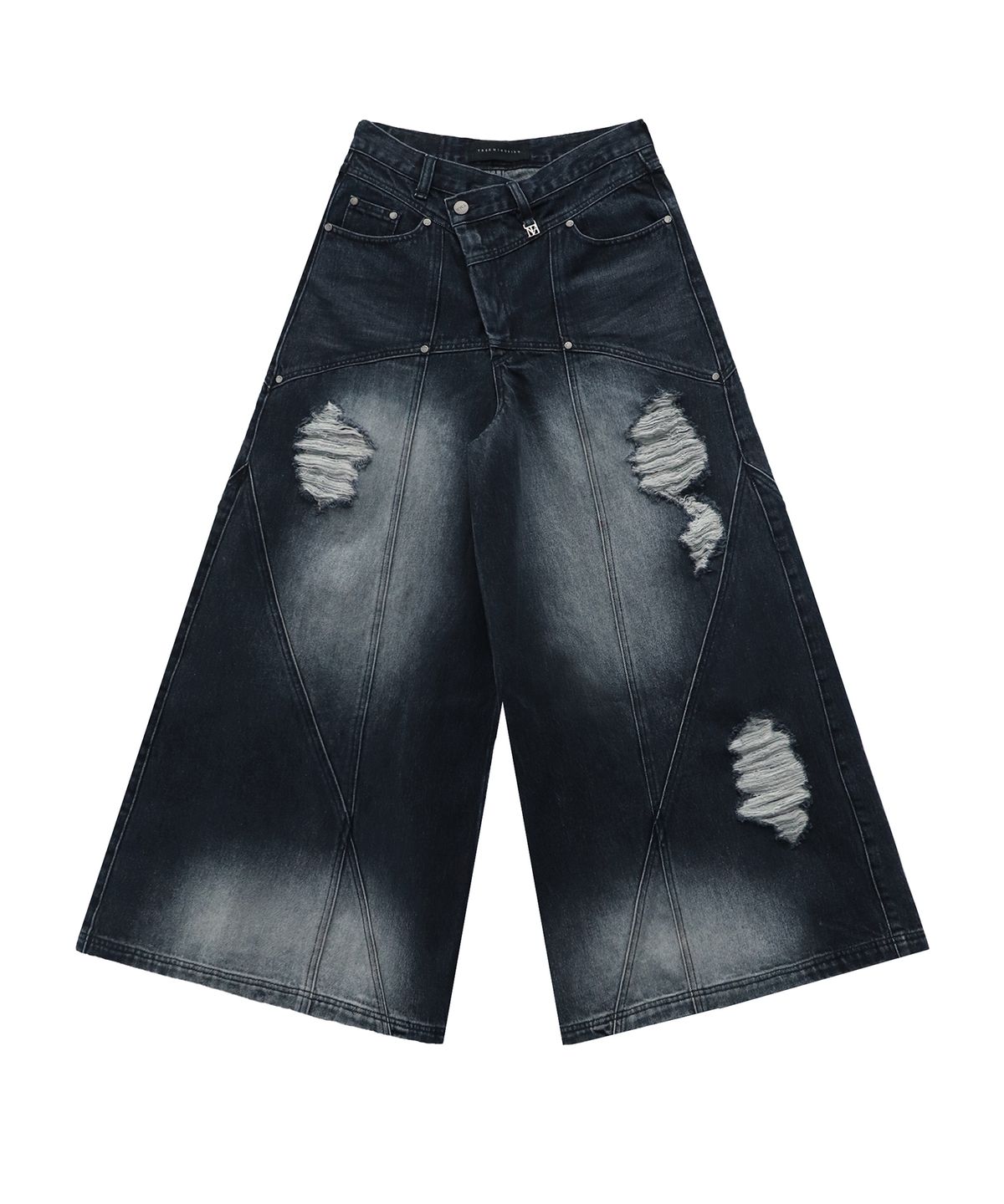 트리밍버드(TREEMINGBIRD) Damaged Over Wide Denim Pants [ Blue ]