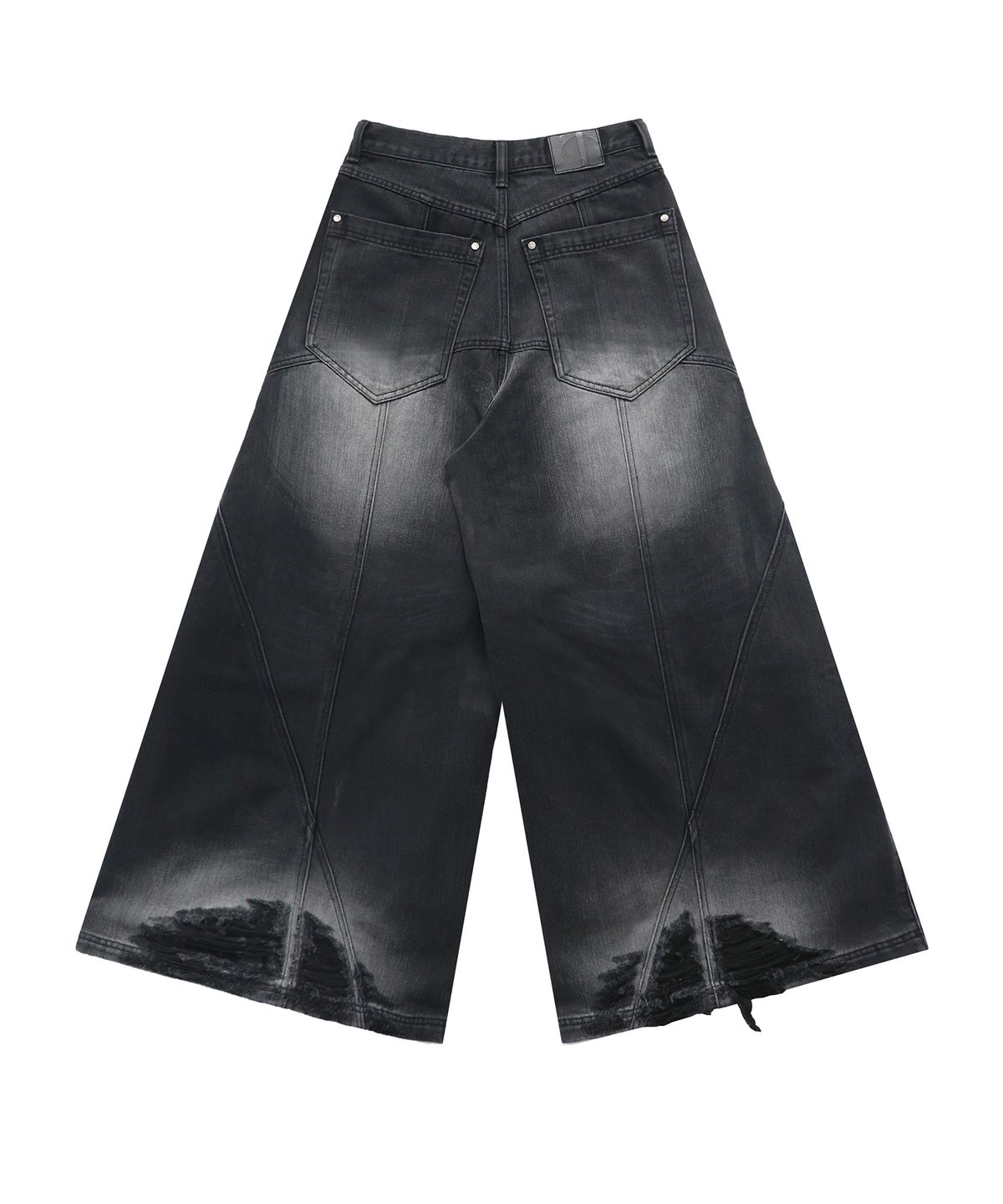 트리밍버드(TREEMINGBIRD) Damaged Over Wide Denim Pants [ Black ]