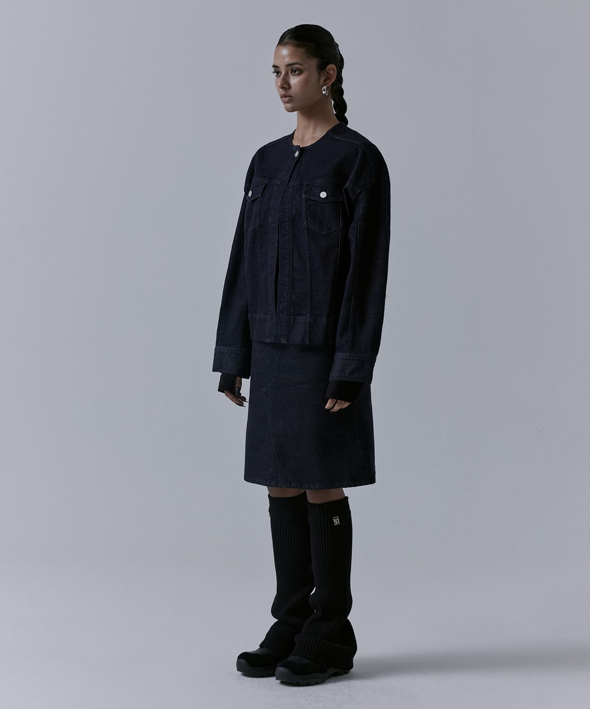 트리밍버드(TREEMINGBIRD) One Button Denim Set-up Jacket [ Indigo ]