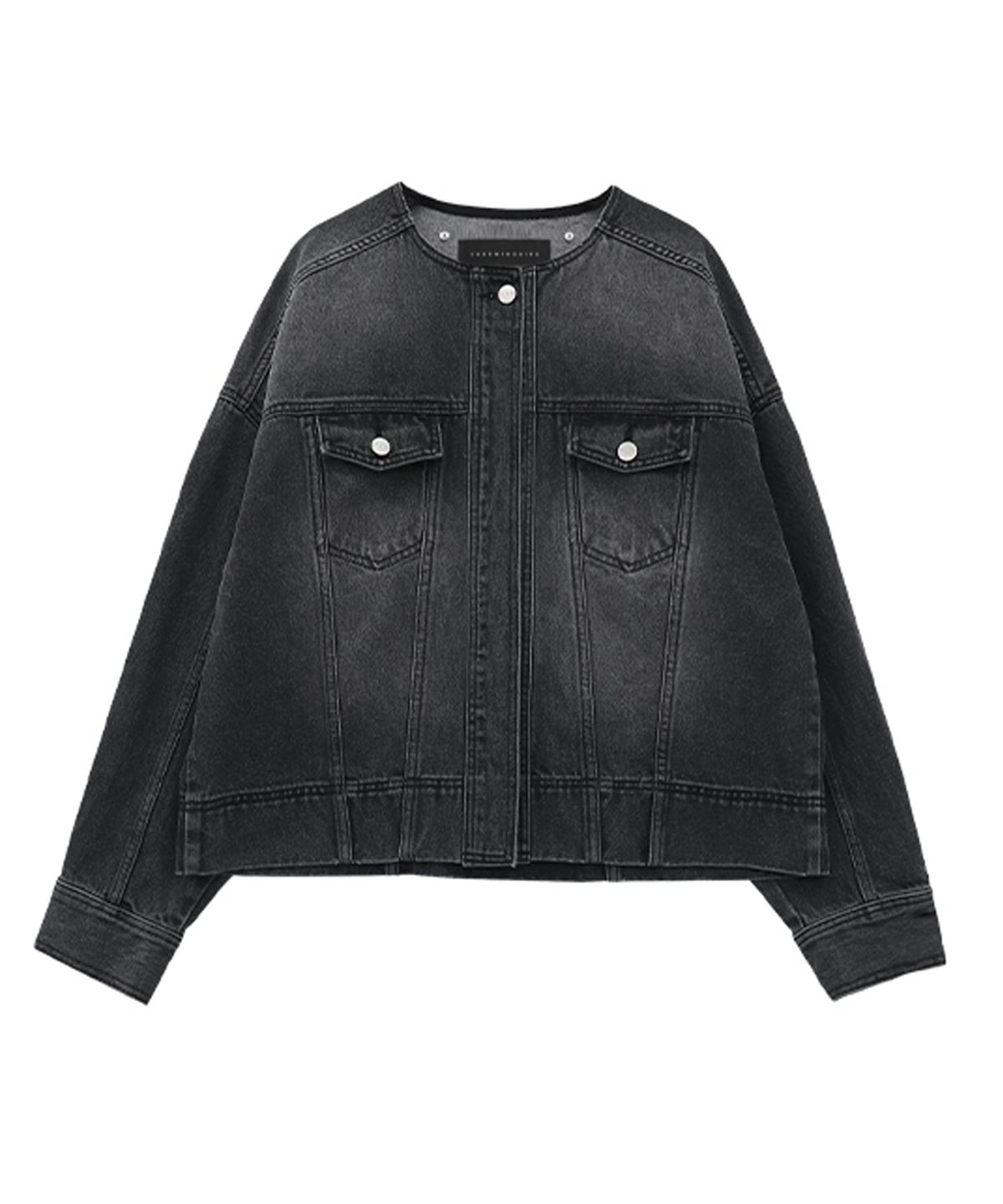 트리밍버드(TREEMINGBIRD) One Button Denim Set-up Jacket [ Black ]
