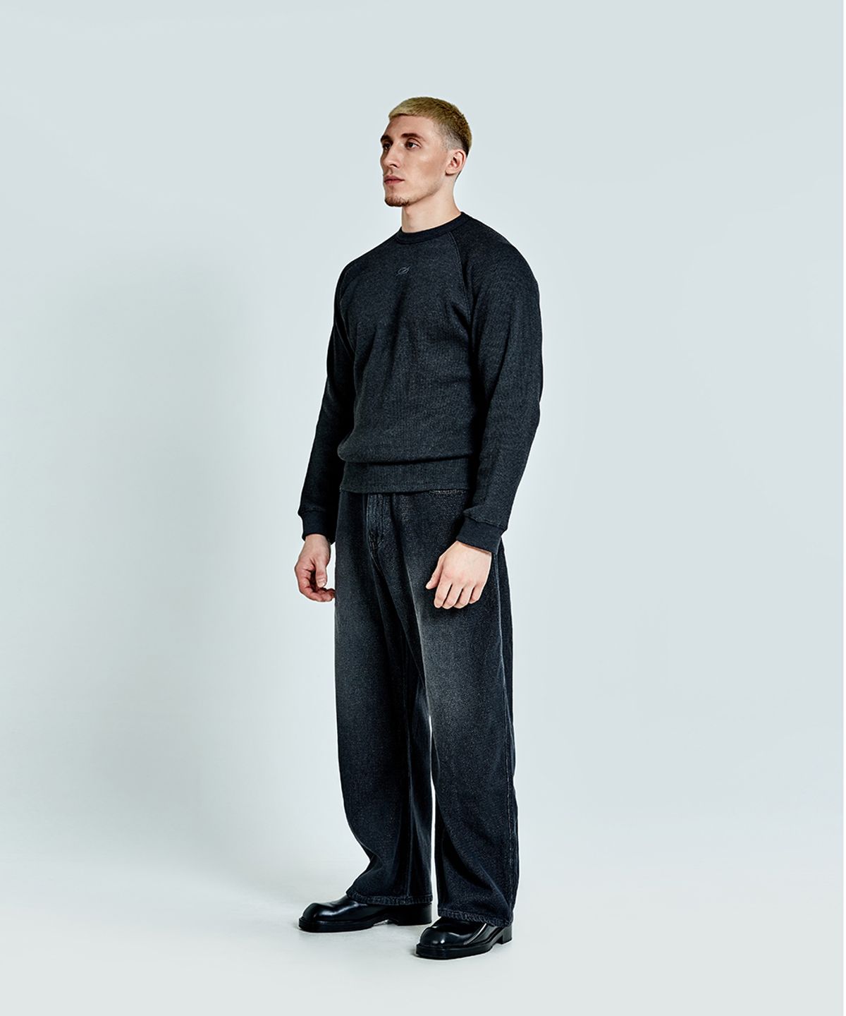 51퍼센트(51PERCENT) Waffle denim pants - Black