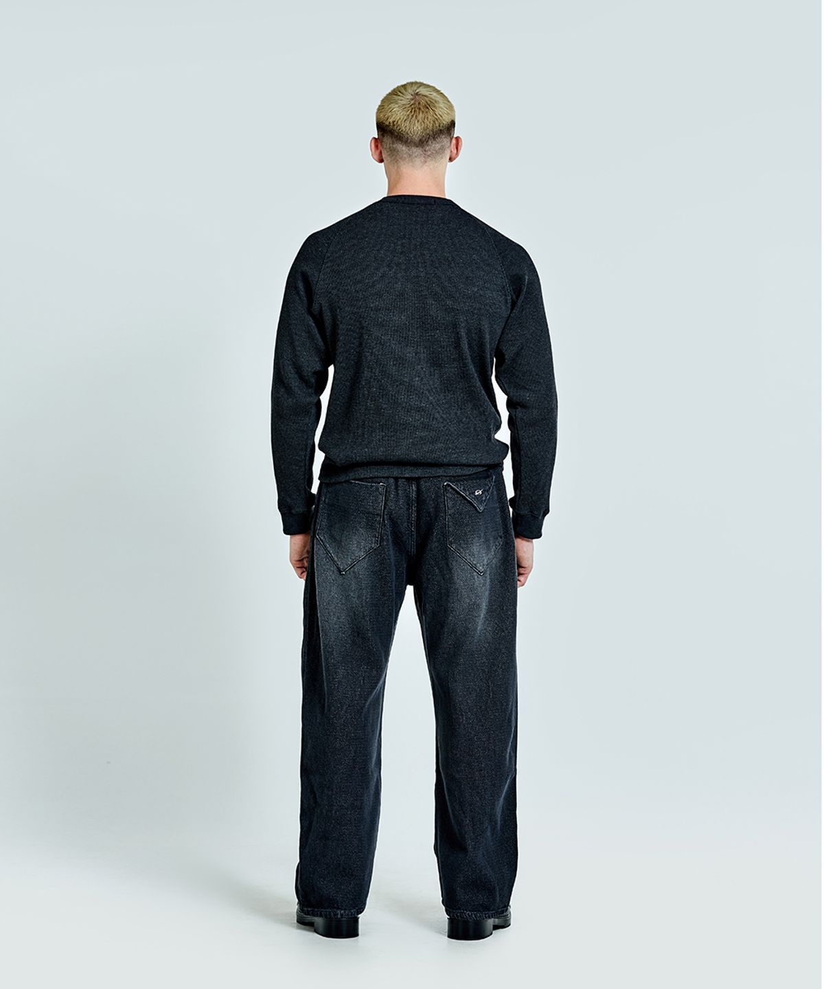 51퍼센트(51PERCENT) Waffle denim pants - Black