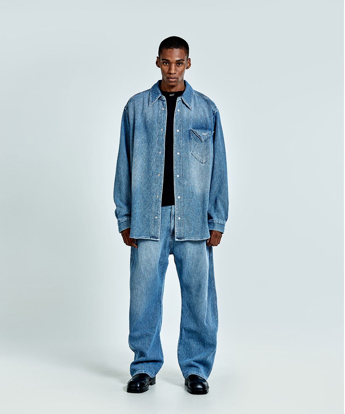 51퍼센트(51PERCENT) Waffle denim shirt - Blue