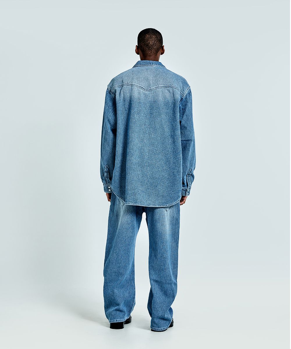 51PERCENT ■ Waffle denim shirt MUSINSA | 51PERCENT Waffle denim shirt - Blue