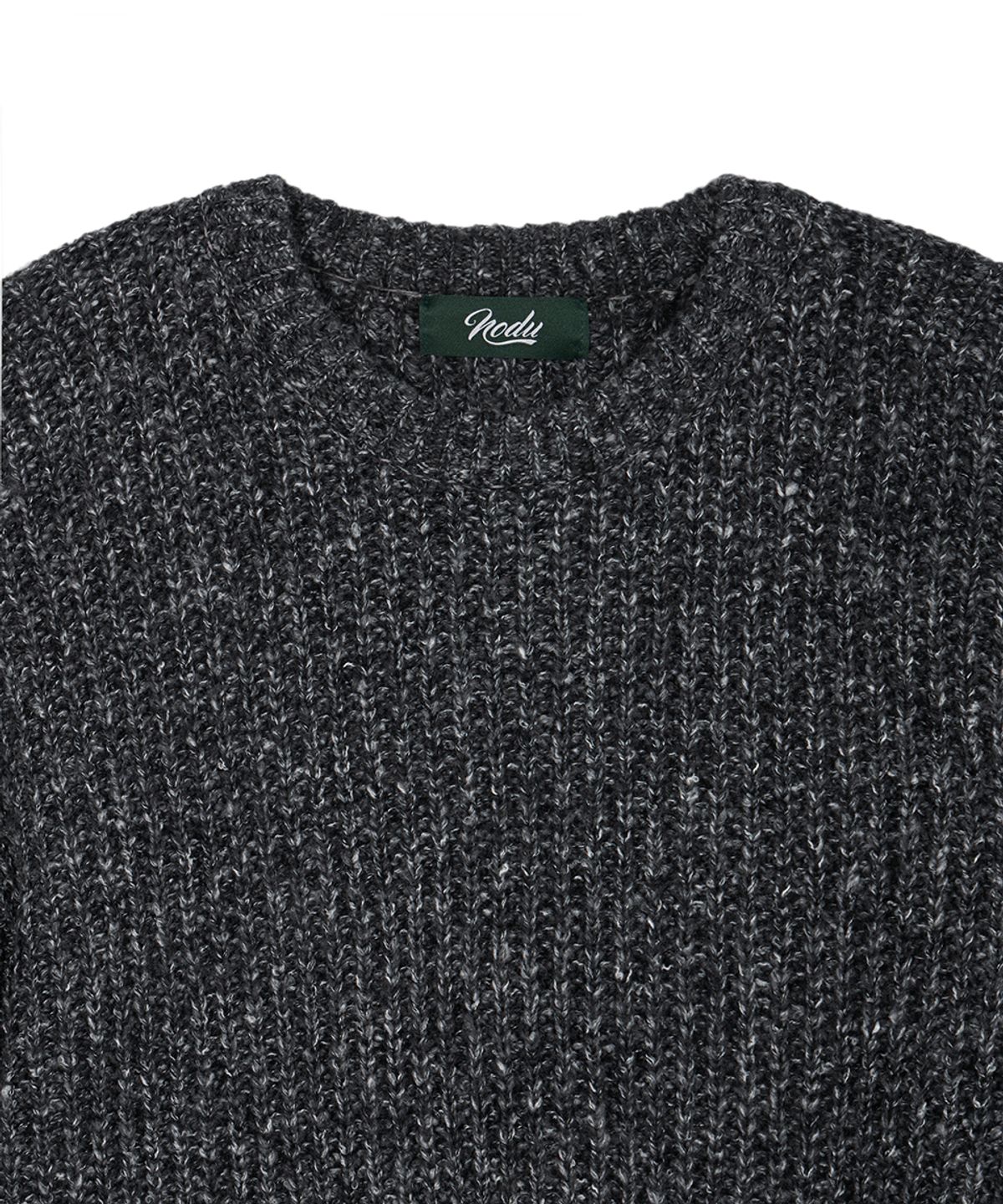 노드유(NODU) ADN 보카시 하찌 라운드 세미 오버핏 긴팔 니트 [차콜]
