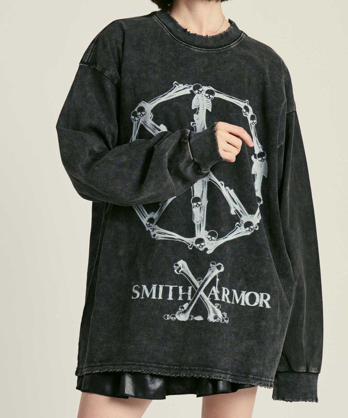 스미스아머(SMITHARMOR) SA 스컬 휠 프린팅 워싱 맨투맨
