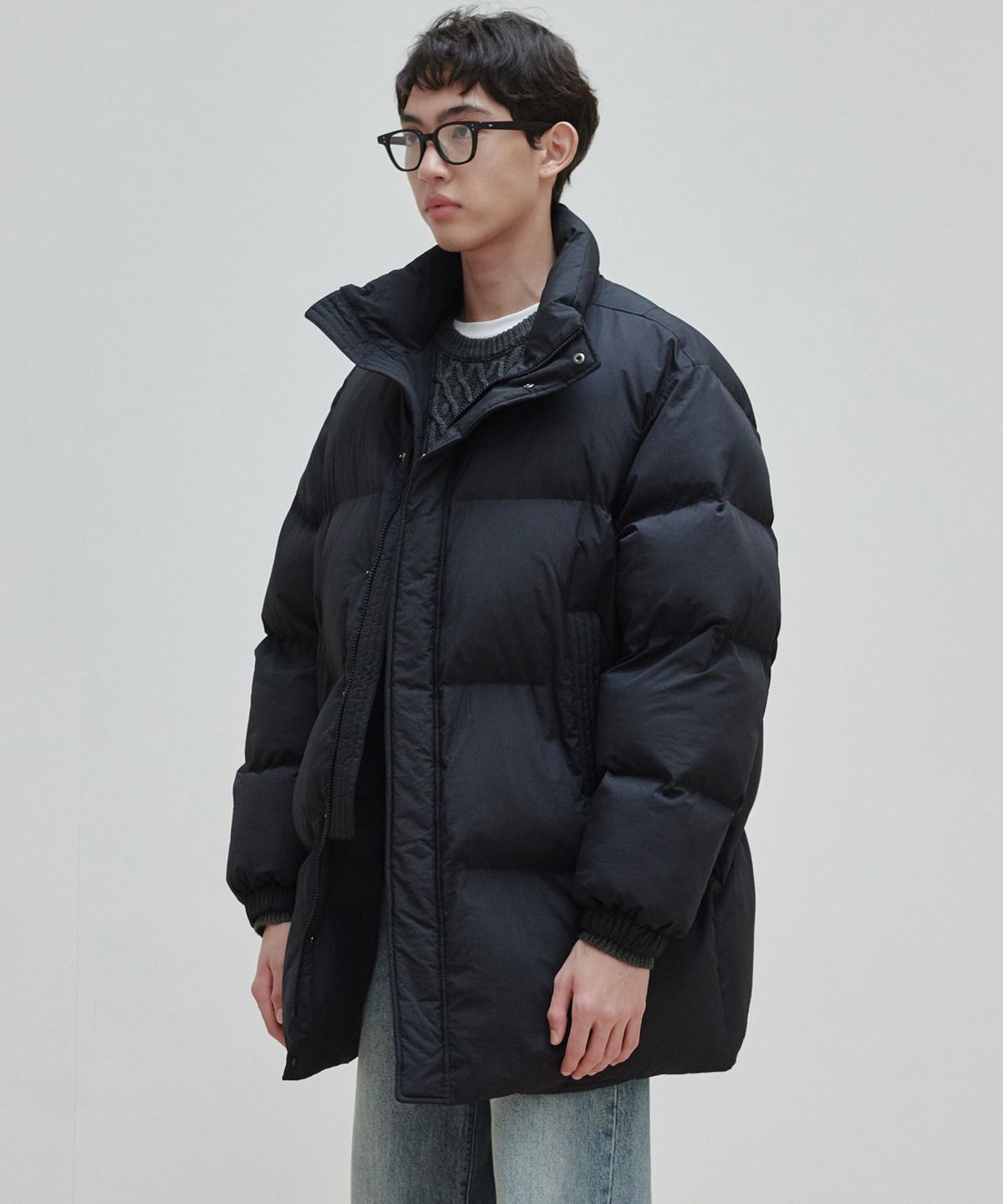 플랙(PLAC) 볼드 미드 랭스 패딩 점퍼 블랙
