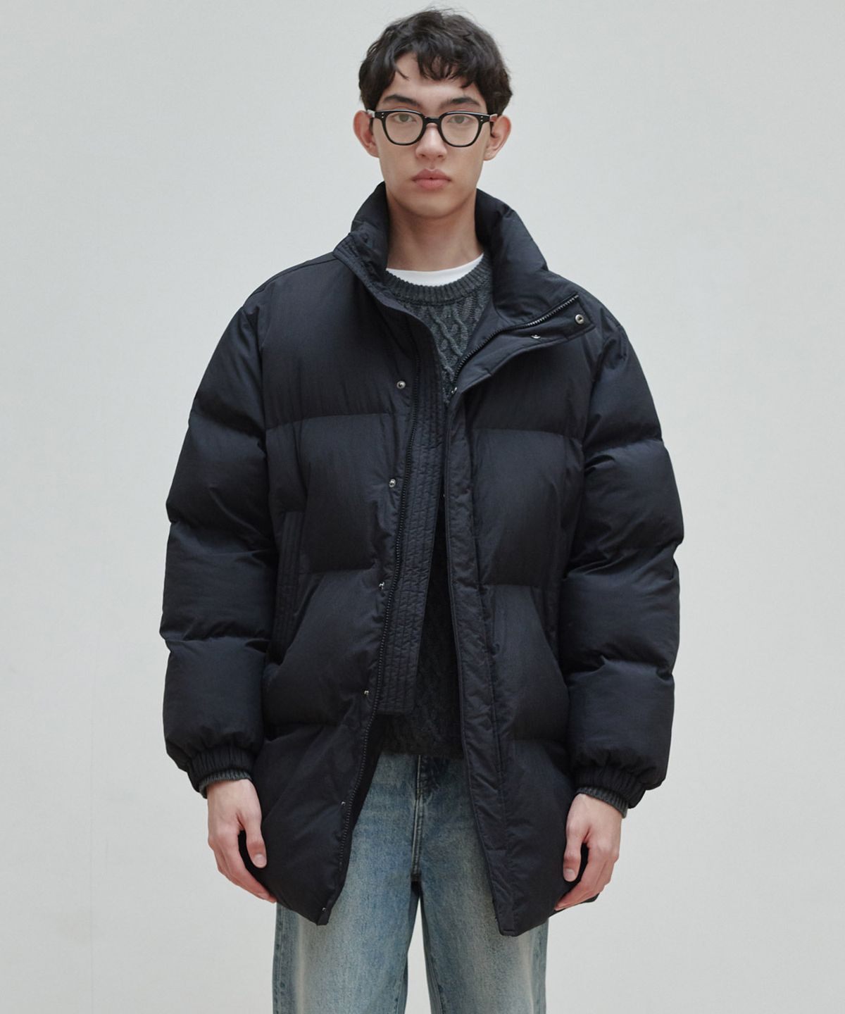 플랙(PLAC) 볼드 미드 랭스 패딩 점퍼 블랙
