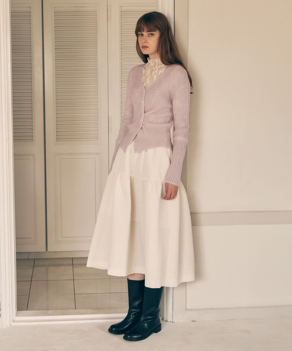 로라로라(ROLAROLA) TIERED LONG SKIRT IVORY
