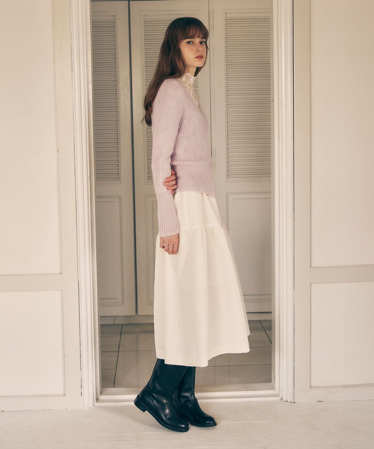 로라로라(ROLAROLA) TIERED LONG SKIRT IVORY