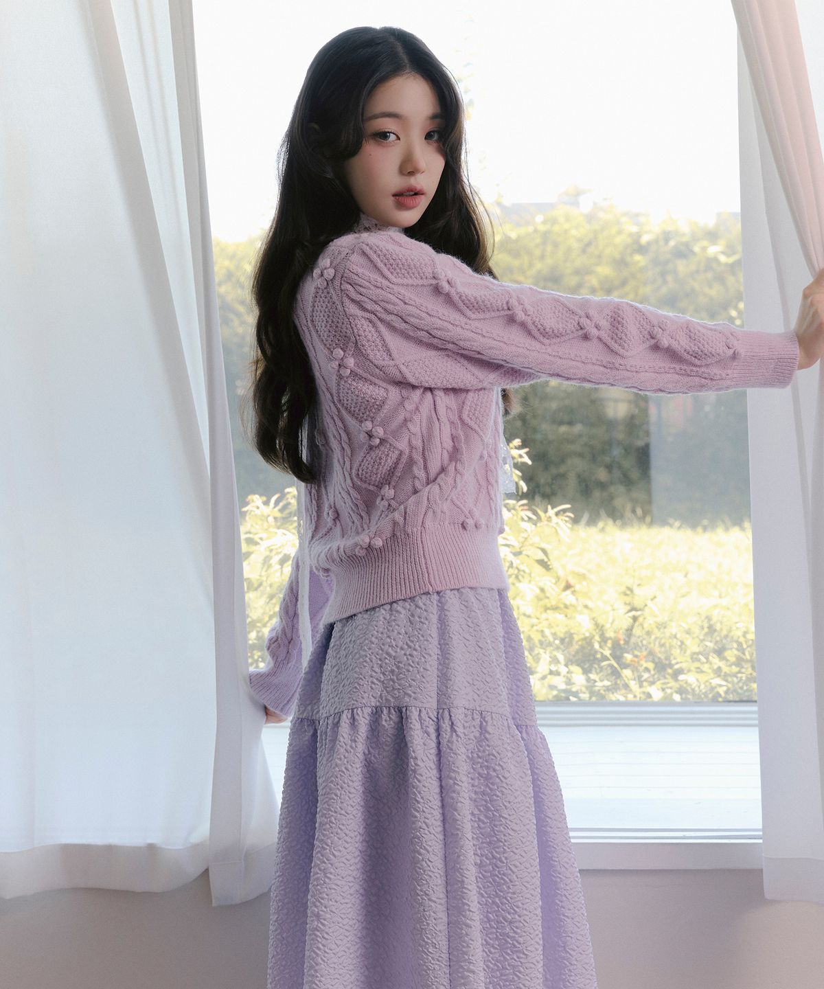 로라로라(ROLAROLA) TIERED LONG SKIRT LAVENDER