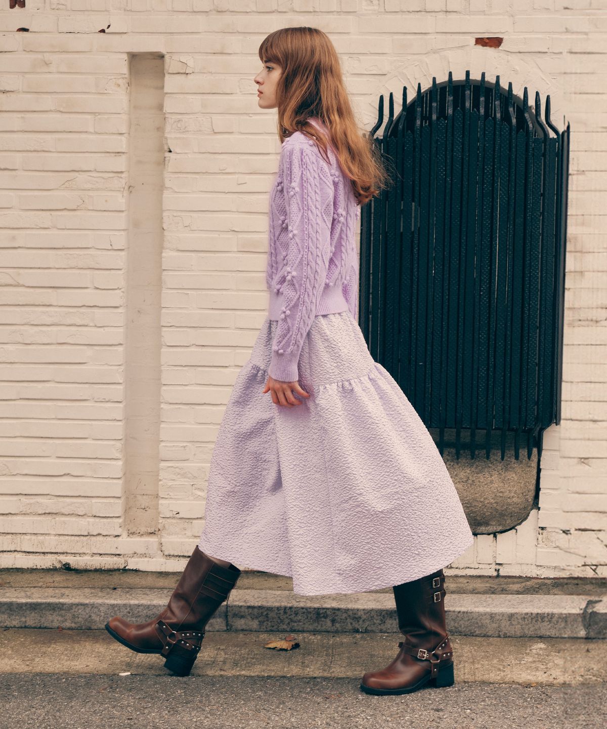 로라로라(ROLAROLA) TIERED LONG SKIRT LAVENDER