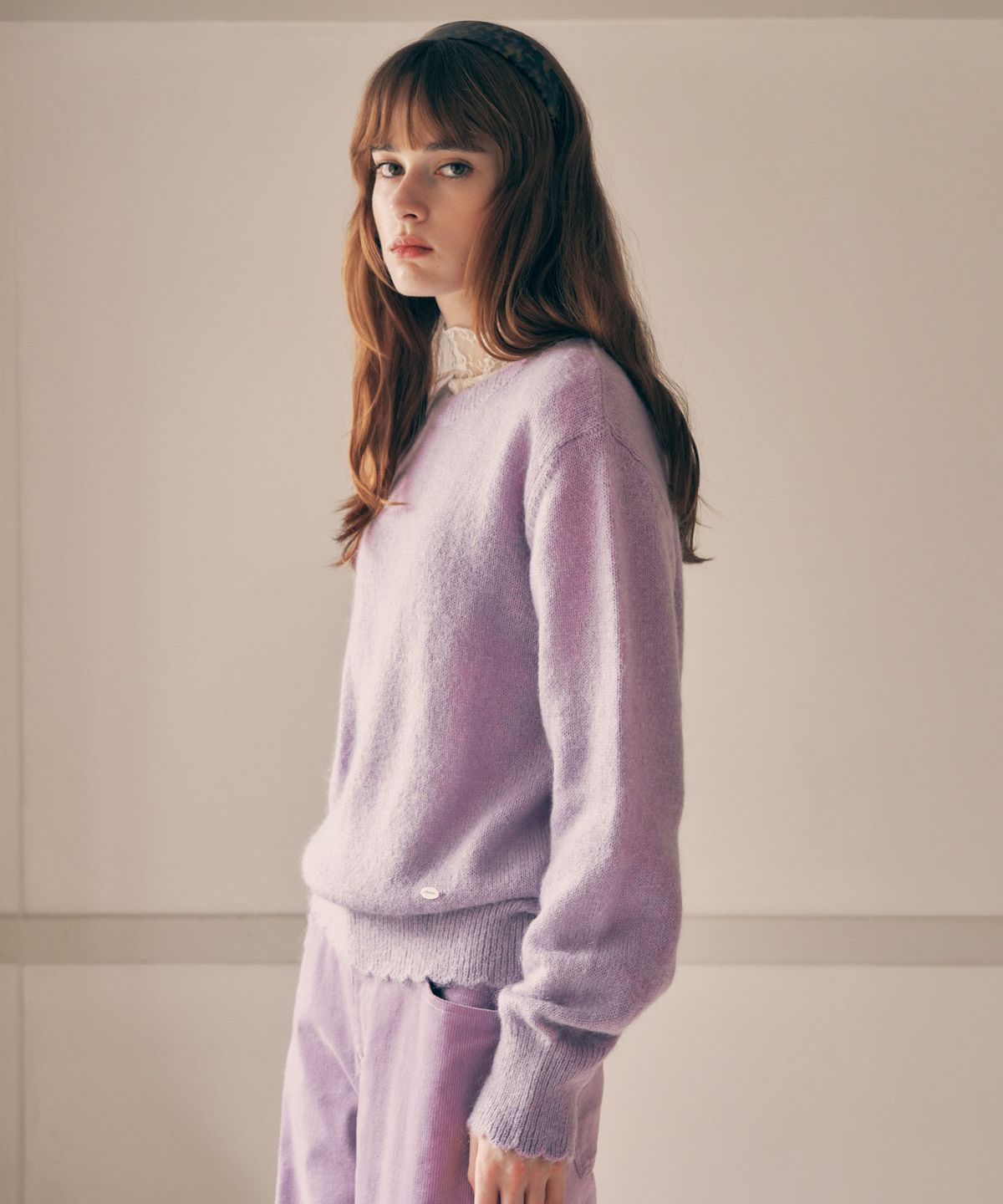 로라로라(ROLAROLA) MOHAIR WOOL BLENDED KNIT LAVENDER