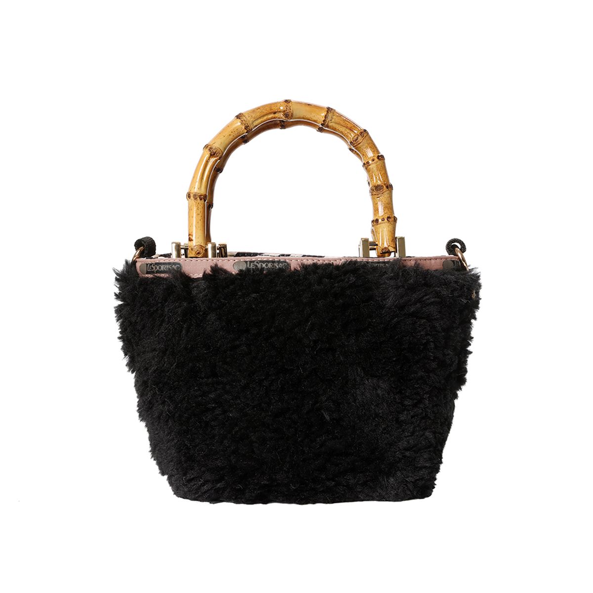 레스포색(LESPORTSAC) 섀도우 블랙 퍼 엑스트라 스몰 뱀부 토트백 [1063.HB88]